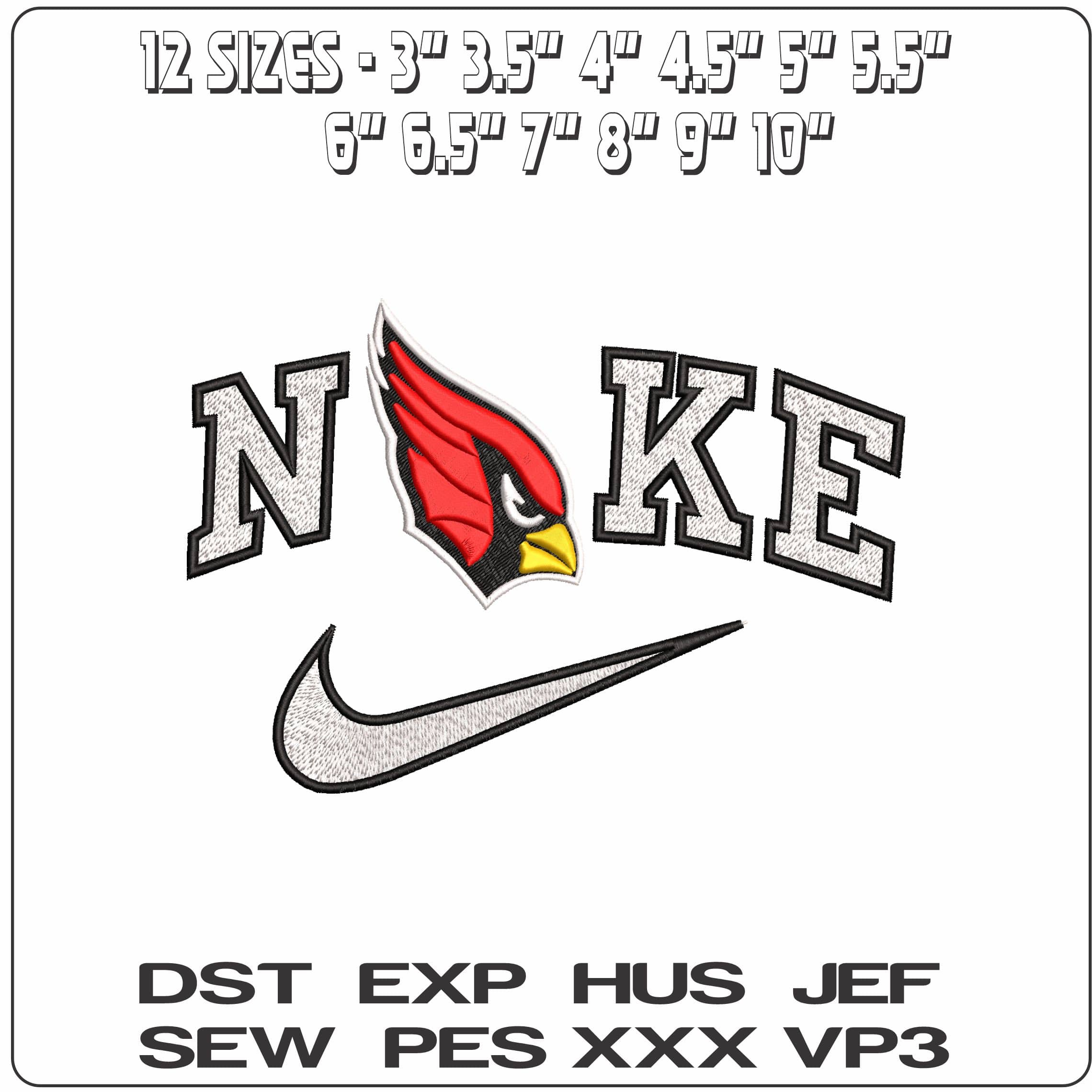 Nike Arizona Cardinals NFL   - Elegant embroidery design file - instant download — view 2