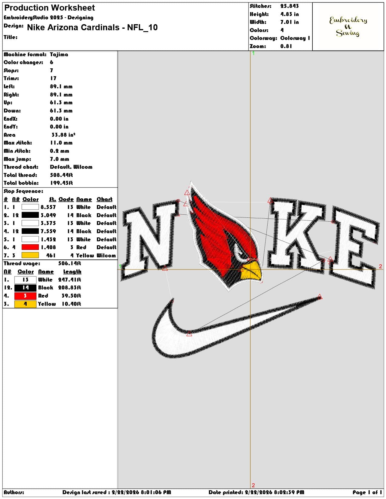 Nike Arizona Cardinals NFL   - Elegant embroidery design file - instant download — view 3