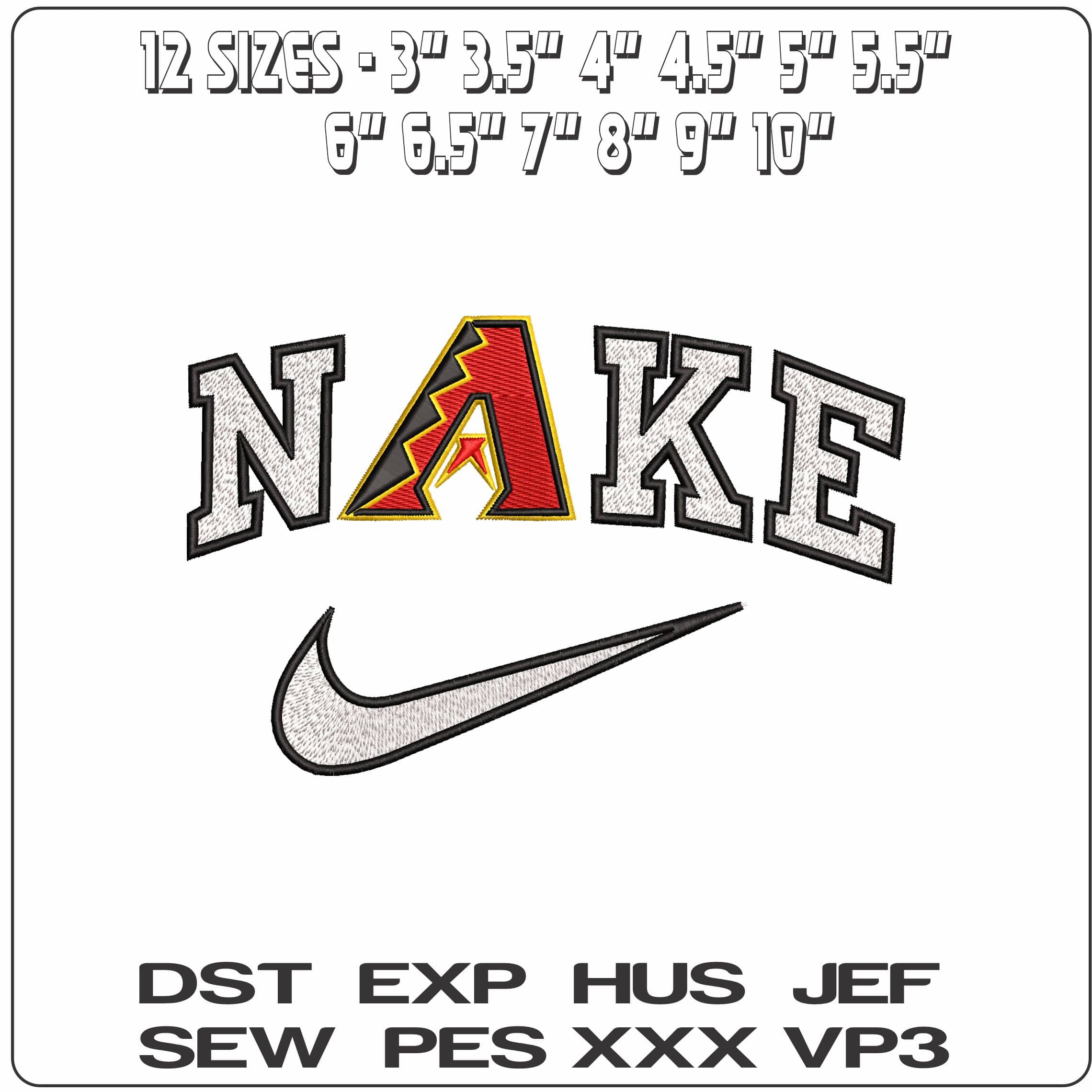 Nike Arizona Diamondback MLB   - Elegant embroidery design file - instant download — view 2