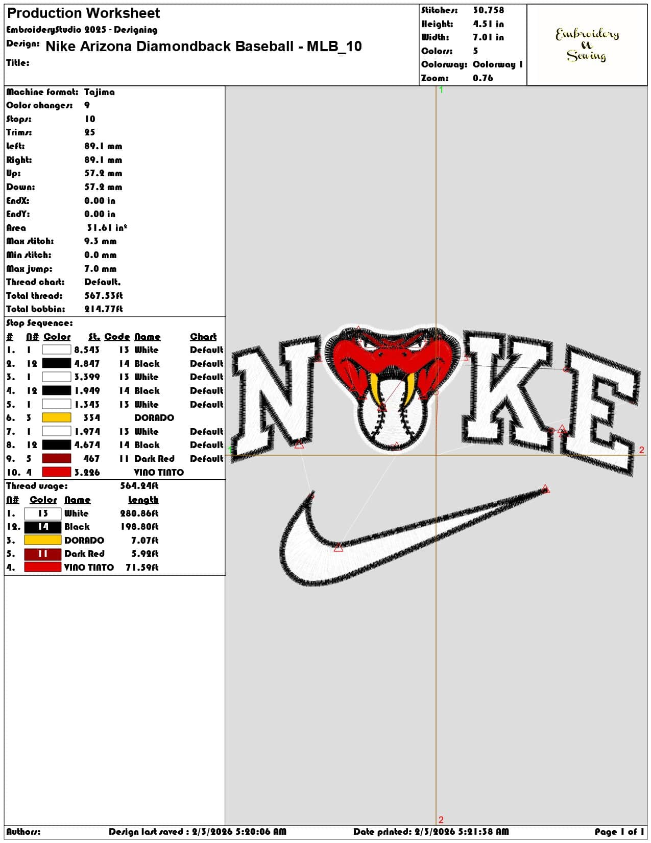 Nike Arizona Diamondback Baseball MLB   - Elegant embroidery design file - instant download — view 3