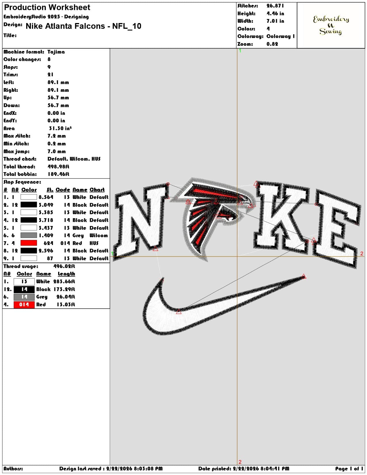Nike Atlanta Falcons NFL   - Elegant embroidery design file - instant download — view 3