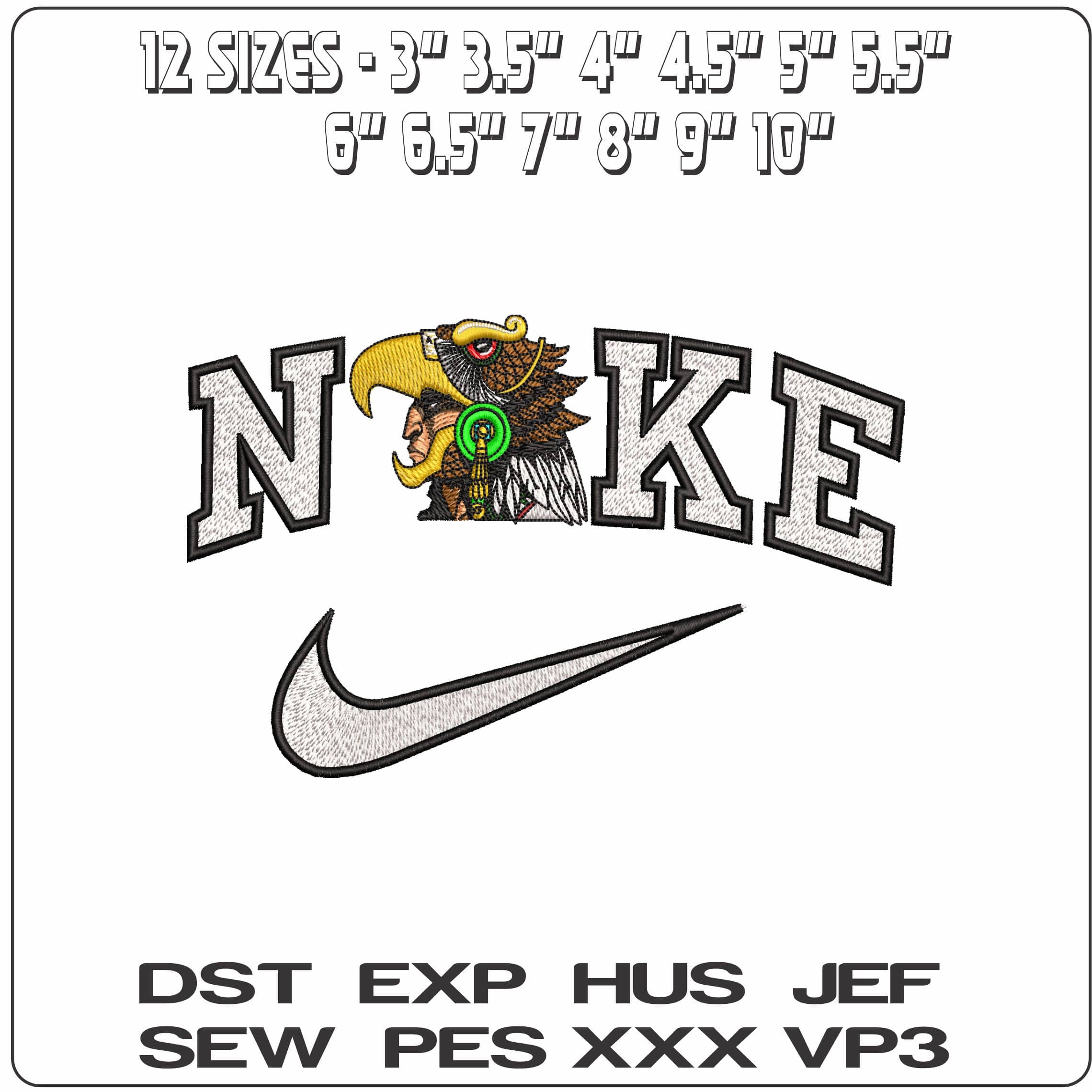 Nike Aztec Eagle Wariror Cuauhpipiltin Country   - Elegant embroidery design file - instant download — view 2