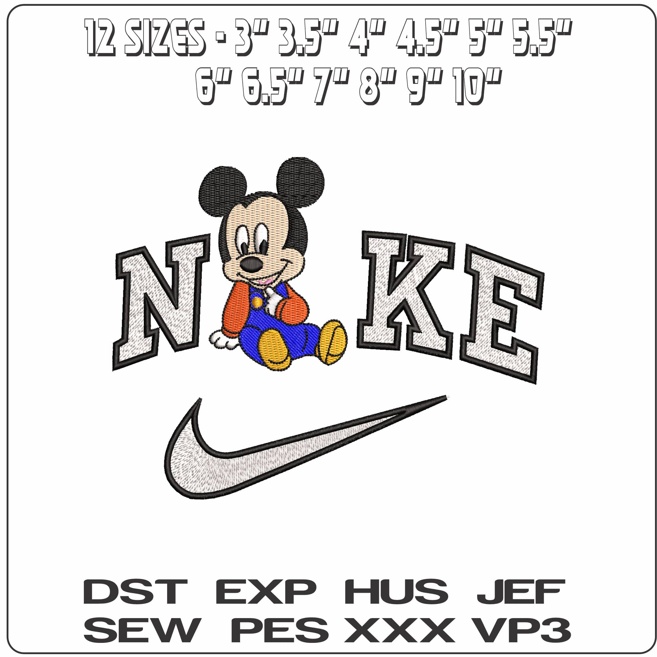Nike Baby Mickey Mouse Sitting Down Disney   - Elegant embroidery design file - instant download — view 2