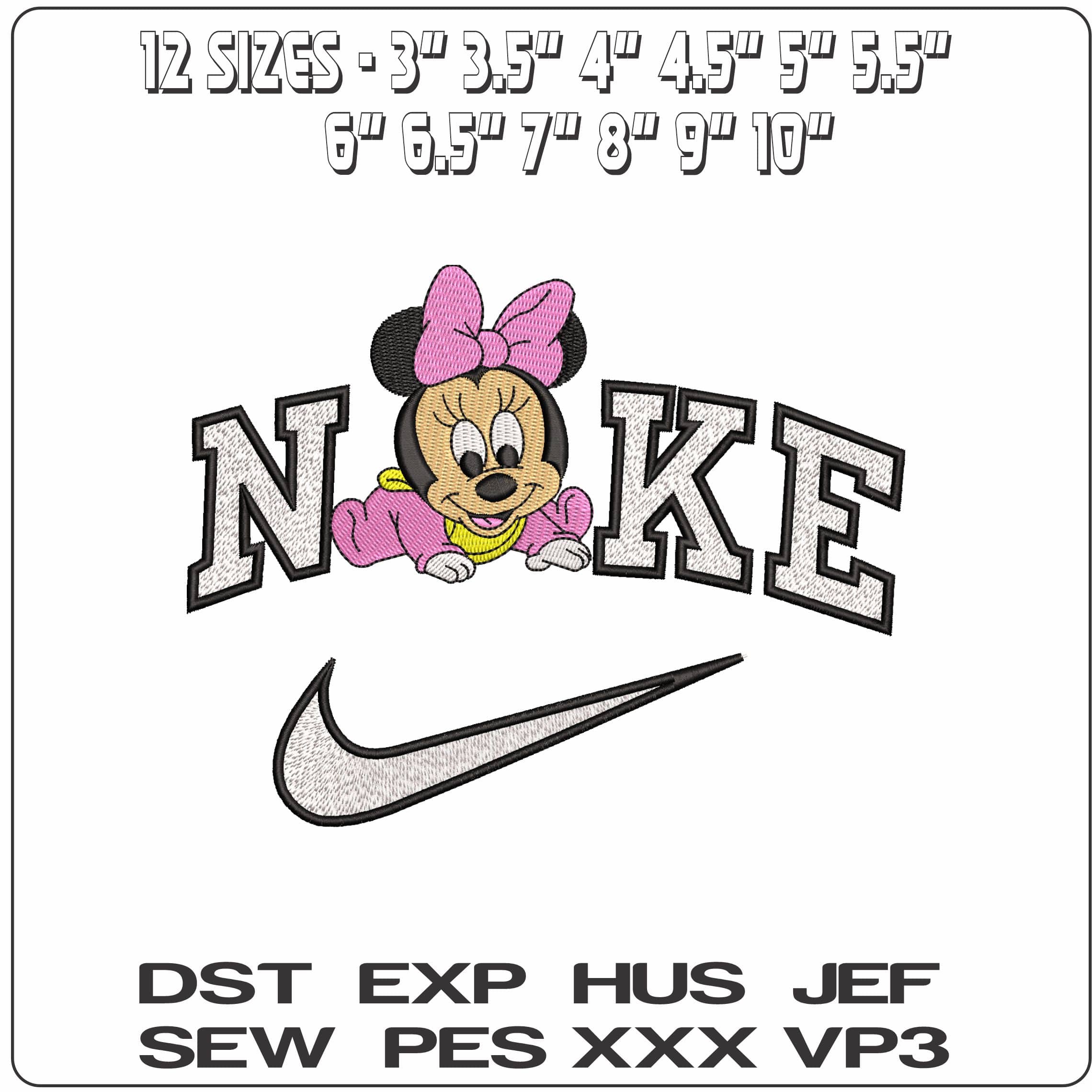 Nike Baby Minnie Mouse crawling Disney   - Elegant embroidery design file - instant download — view 2