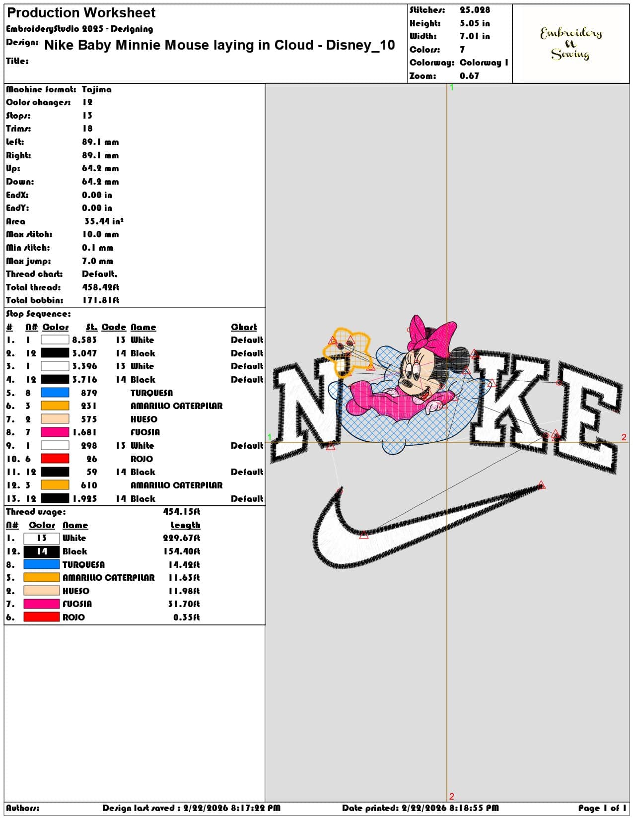 Nike Baby Minnie Mouse laying in Cloud Disney   - Elegant embroidery design file - instant download — view 3