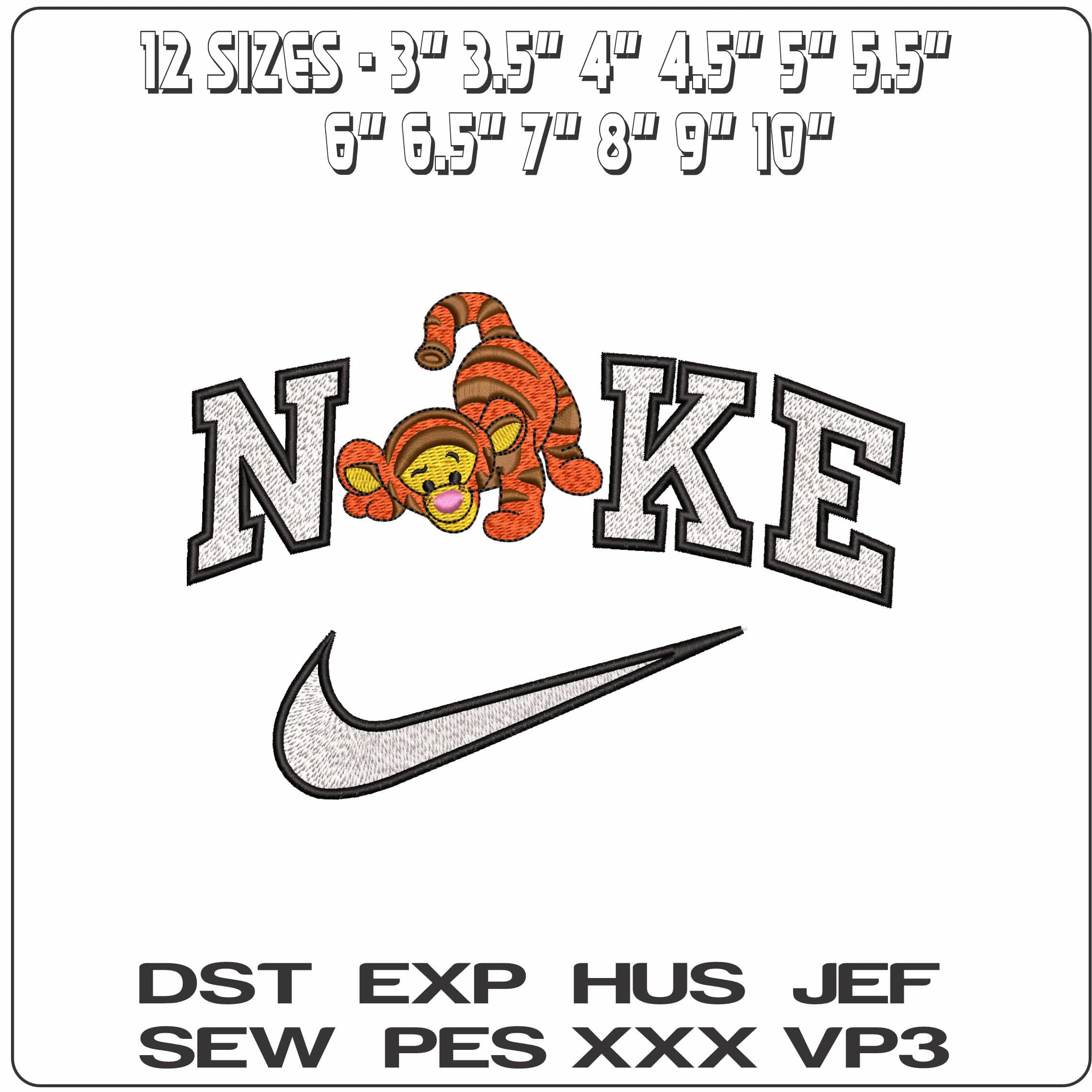 Nike Baby Tigger Winnie the Pooh Cartoon   - Elegant embroidery design file - instant download — view 2