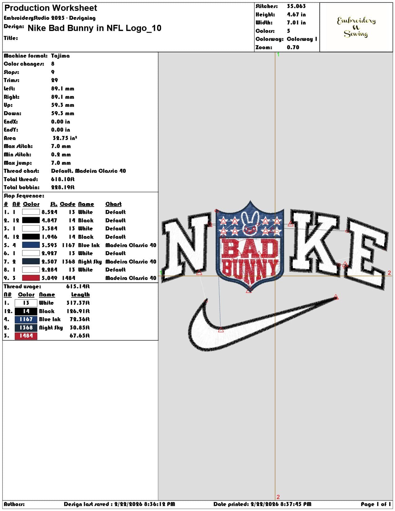 Nike Bad Bunny in NFL Logo   - Elegant embroidery design file - instant download — view 3