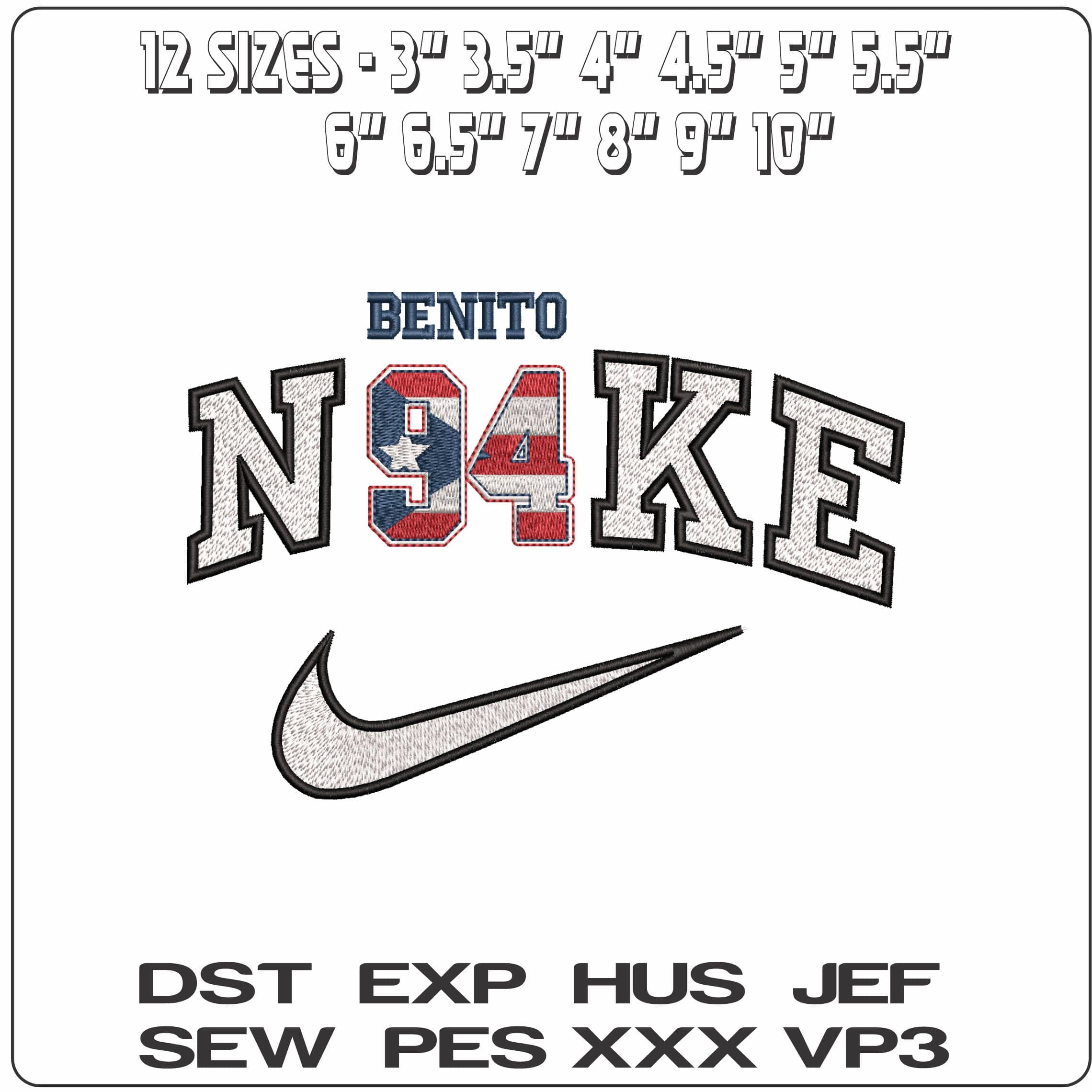 Nike Bad Bunny Superbowl Benito 94   - Elegant embroidery design file - instant download — view 2