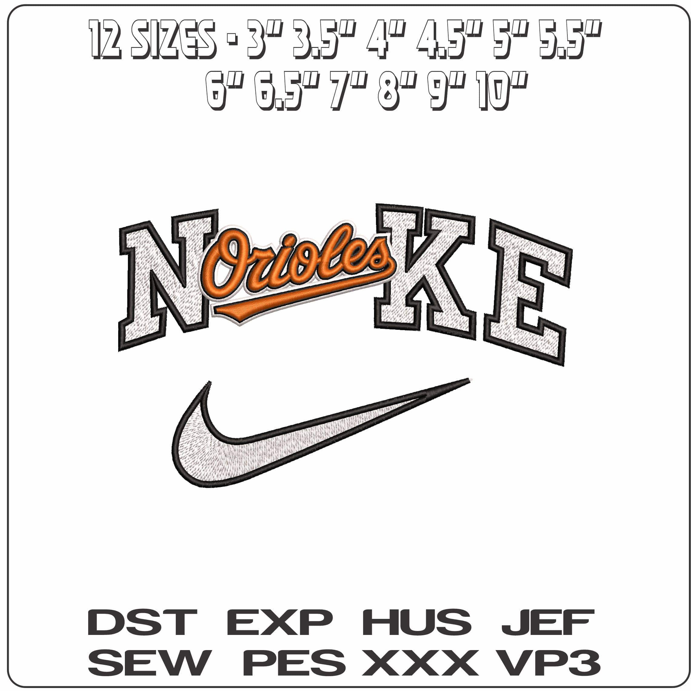 Nike Baltimore Orioles MLB   - Elegant embroidery design file - instant download — view 2