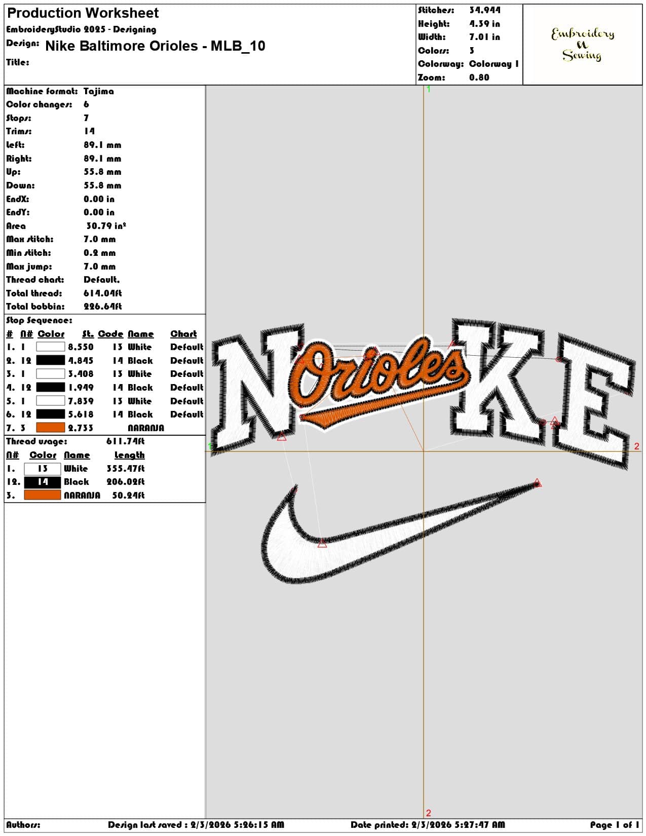 Nike Baltimore Orioles MLB   - Elegant embroidery design file - instant download — view 3
