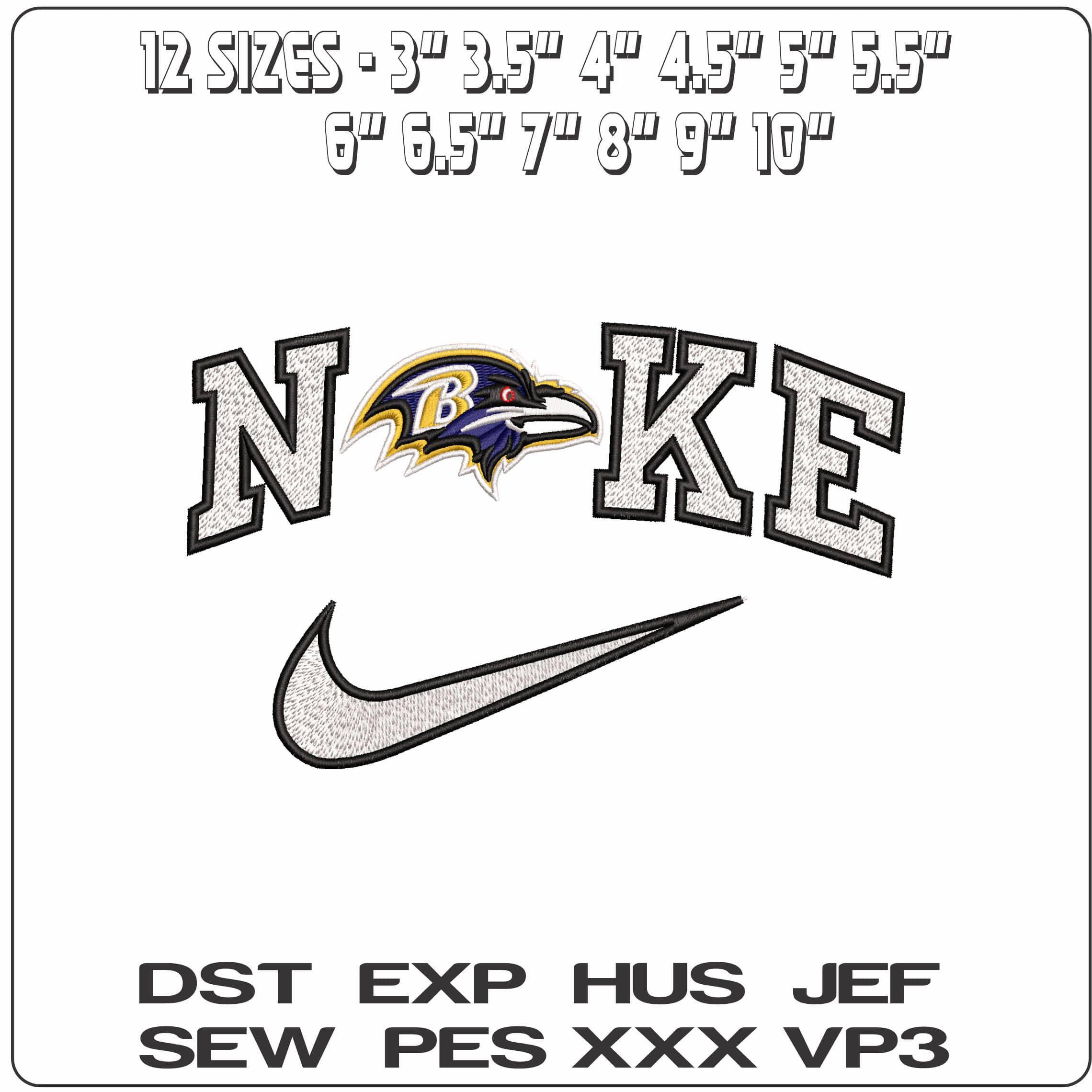 Nike Baltimore Ravens NFL   - Elegant embroidery design file - instant download — view 2