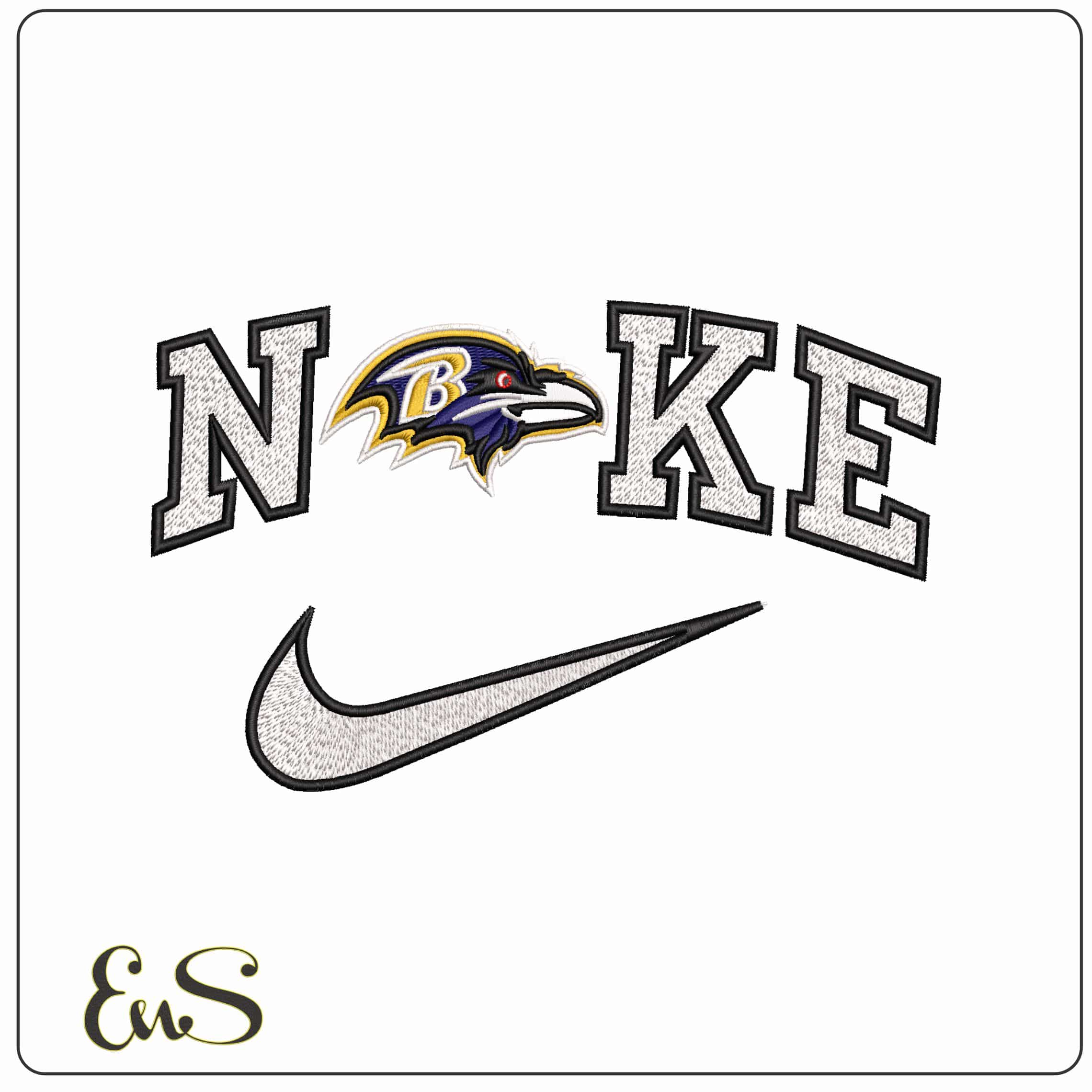 Nike Baltimore Ravens NFL   - Elegant embroidery design file - instant download