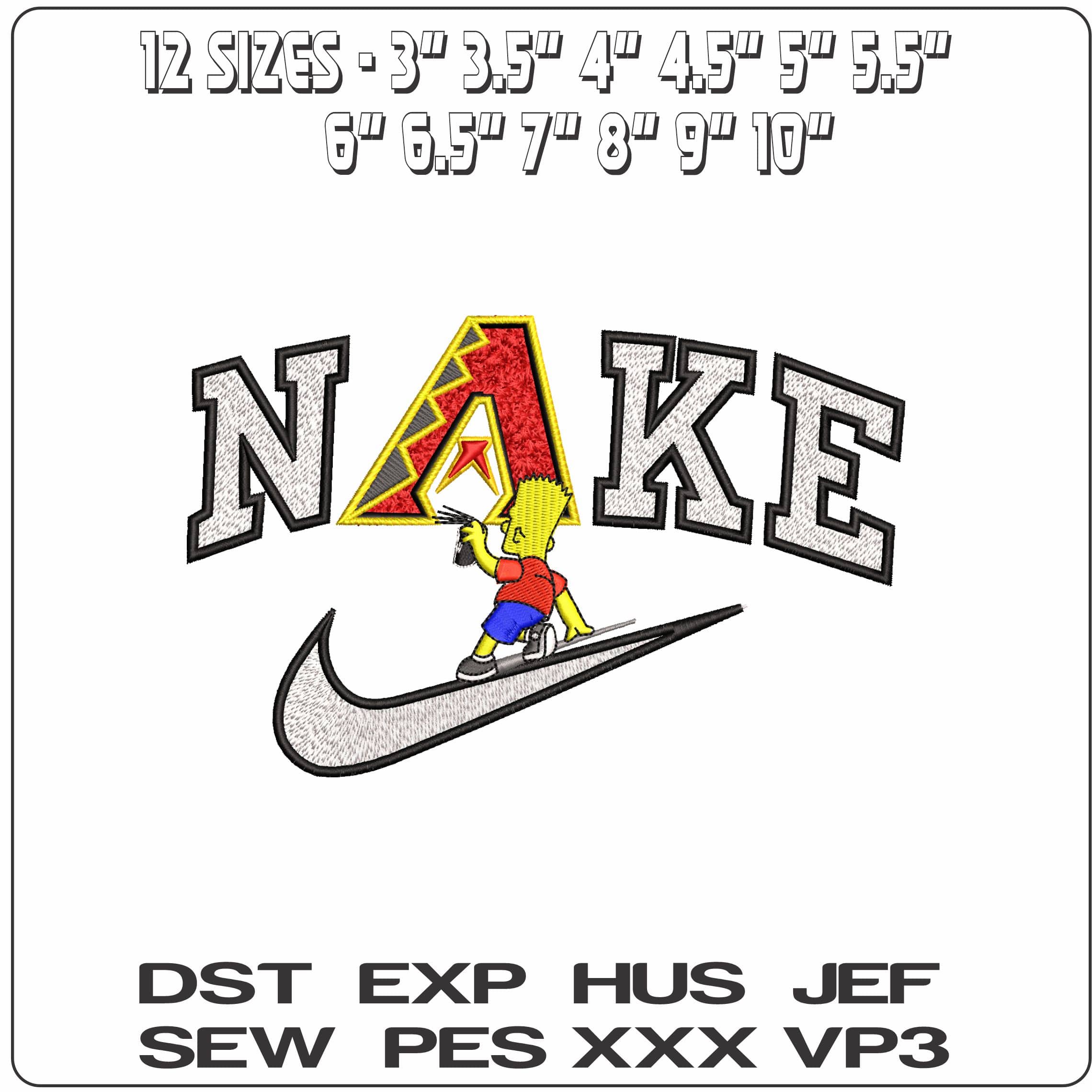 Nike Bart Simpson Spray Arizona Ridgeback MLB   - Elegant embroidery design file - instant download — view 2