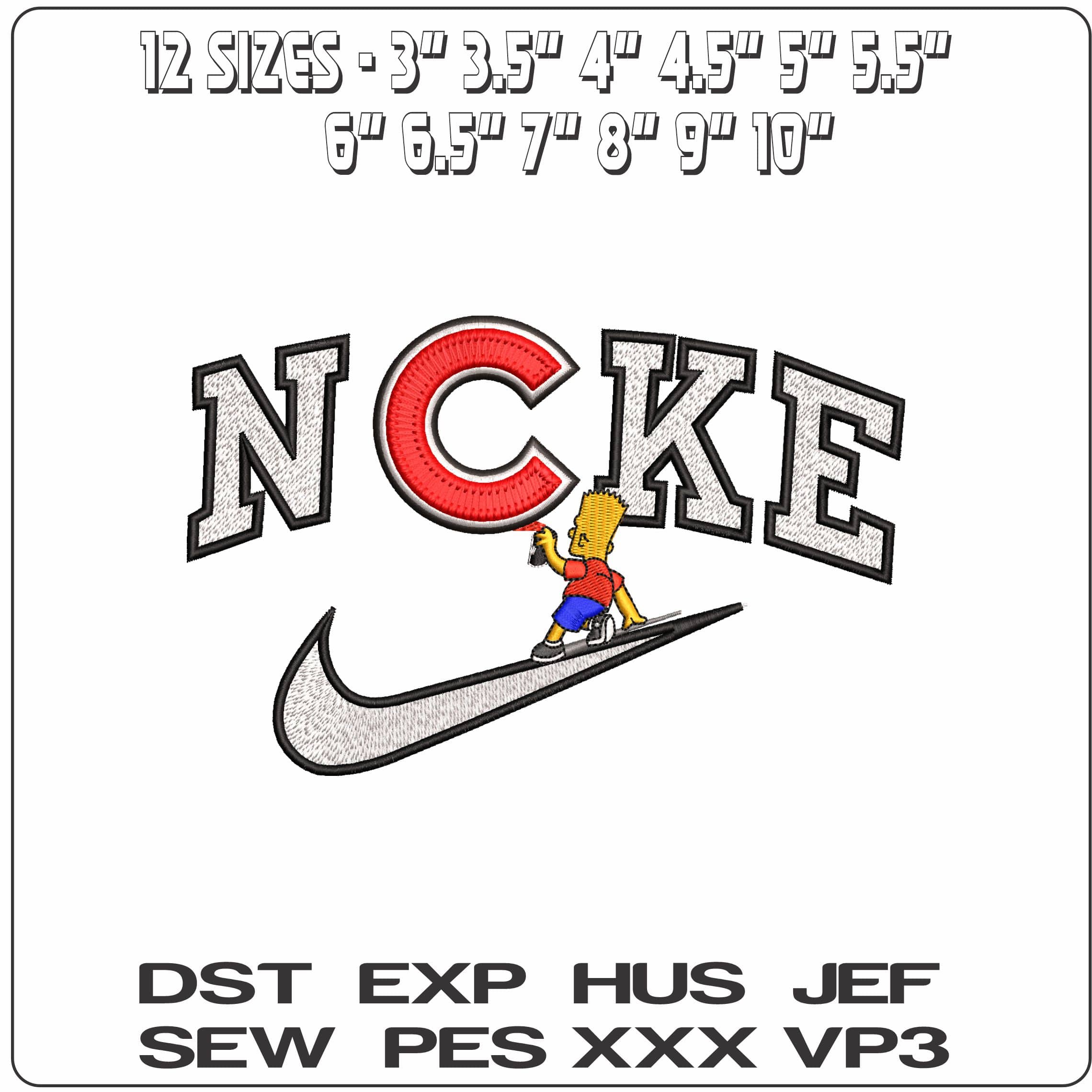 Nike Bart Simpson Spray Chicago Cubs MLB   - Elegant embroidery design file - instant download — view 2