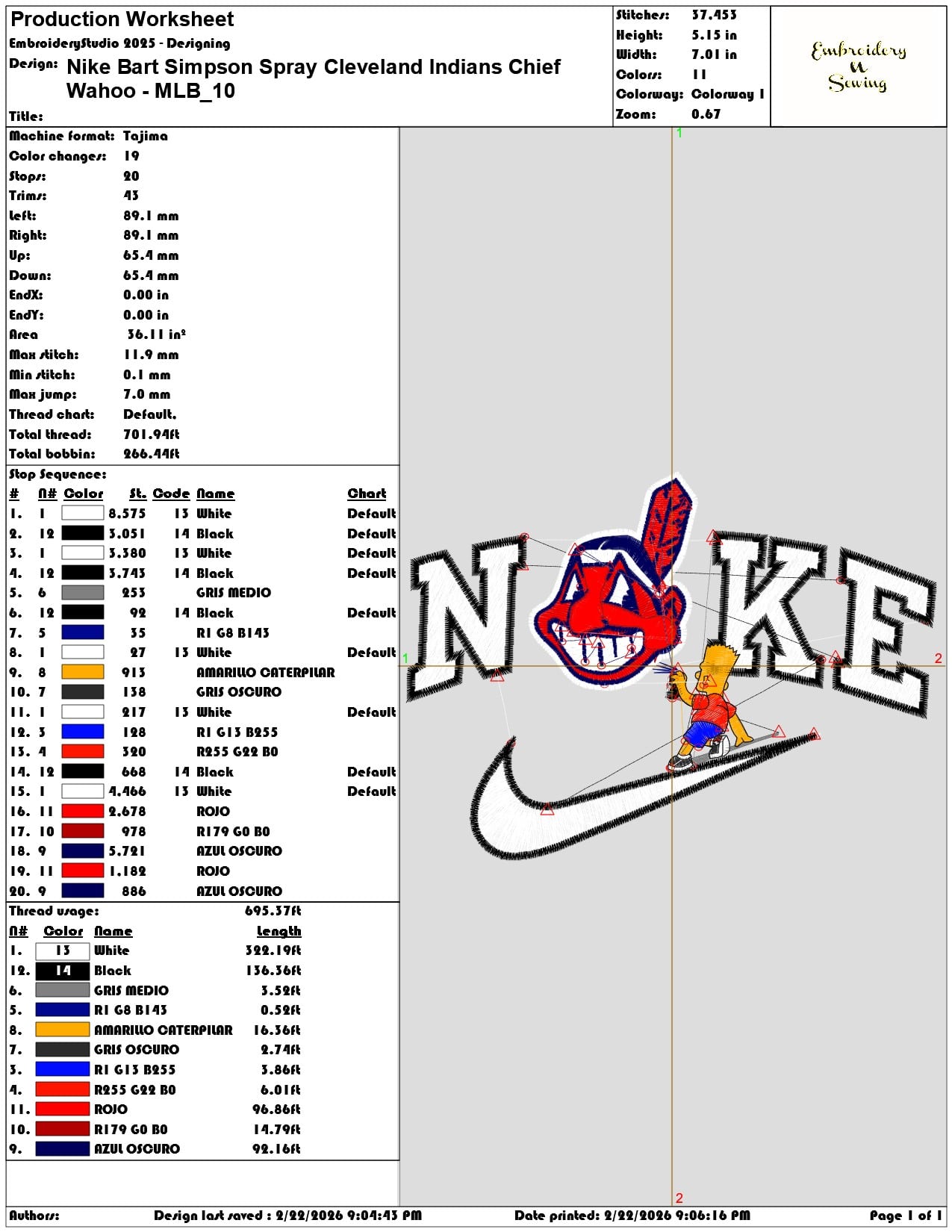 Nike Bart Simpson Spray Cleveland Indians Chief Wahoo MLB   - Elegant embroidery design file - instant download — view 3