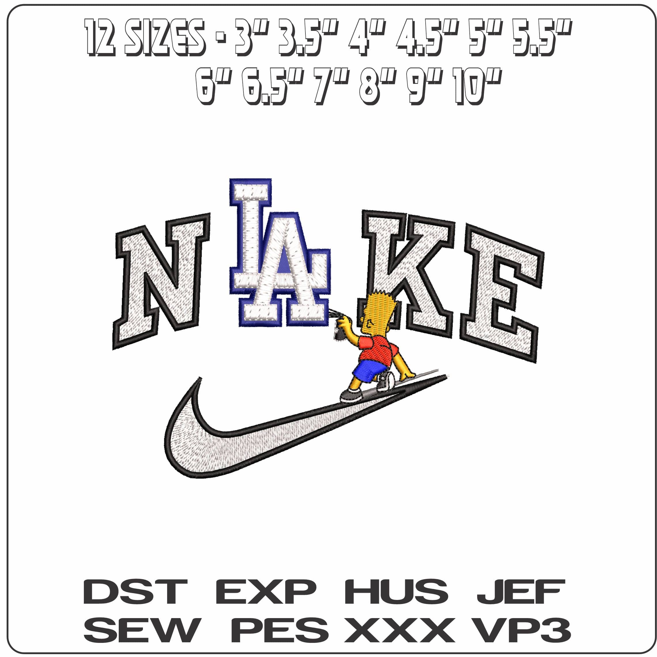 Nike Bart Simpson Spray LA Dodgers MLB   - Elegant embroidery design file - instant download — view 2