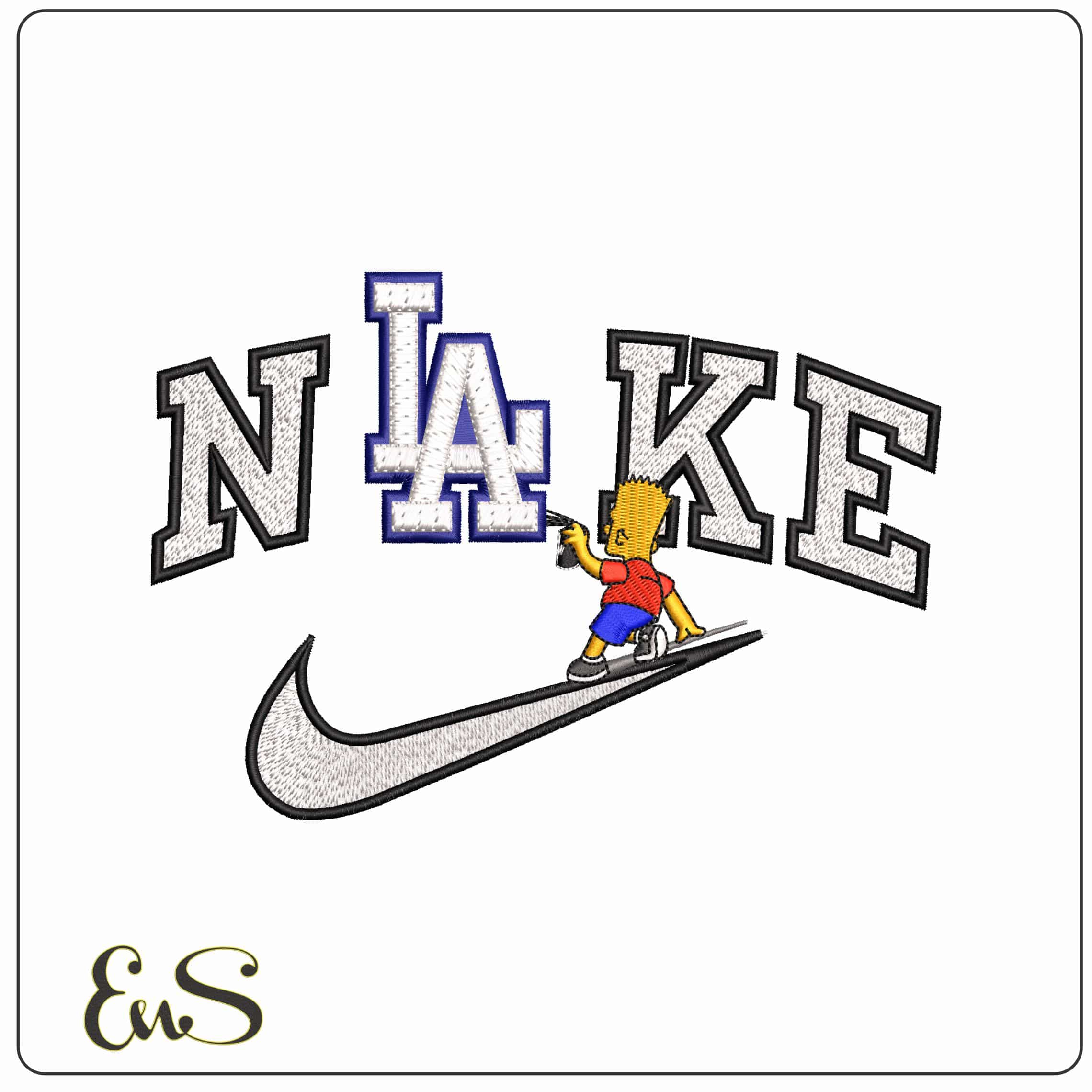 Nike Bart Simpson Spray LA Dodgers MLB   - Elegant embroidery design file - instant download