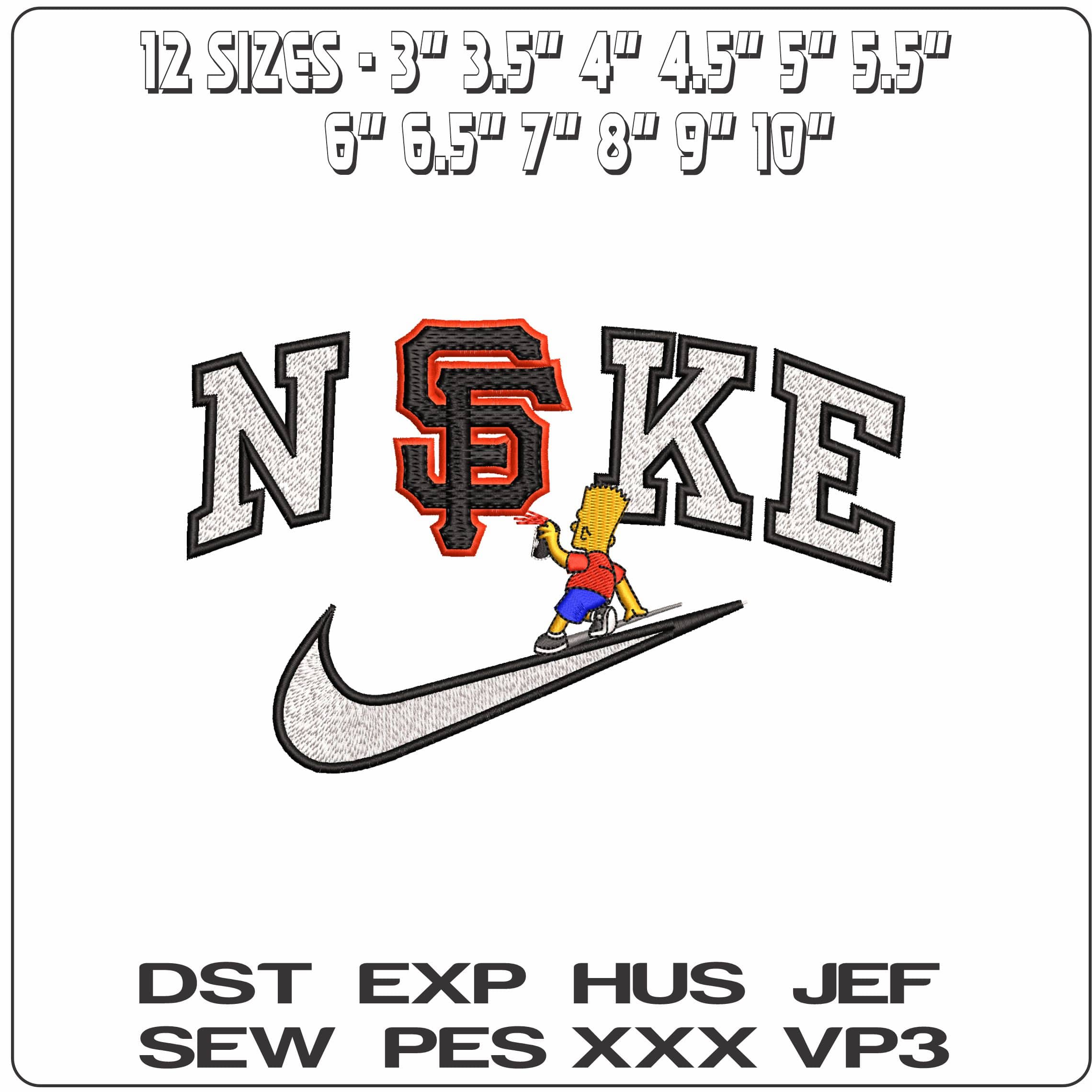 Nike Bart Simpson Spray San Francisco Giants MLB   - Elegant embroidery design file - instant download — view 2
