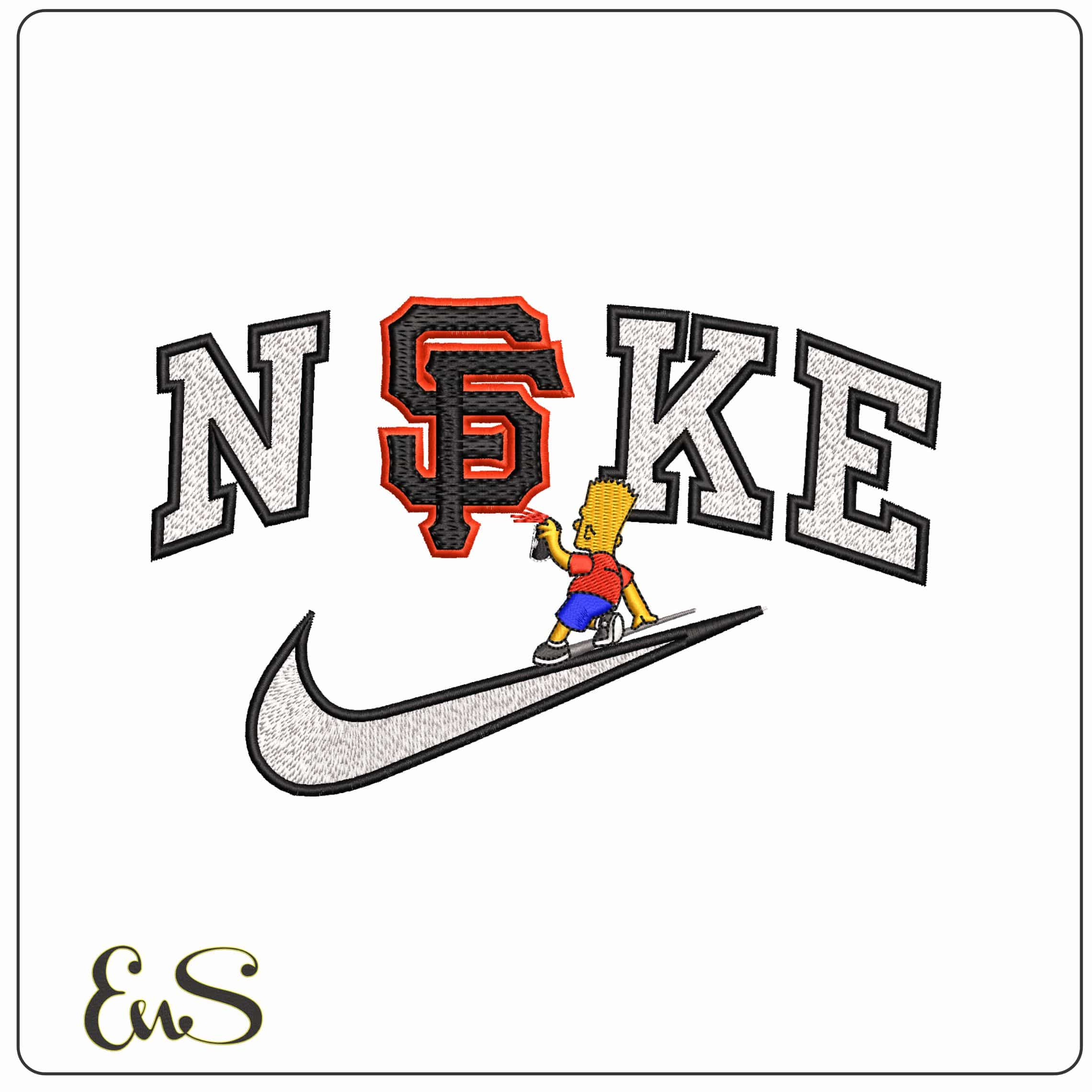 Nike Bart Simpson Spray San Francisco Giants MLB   - Elegant embroidery design file - instant download