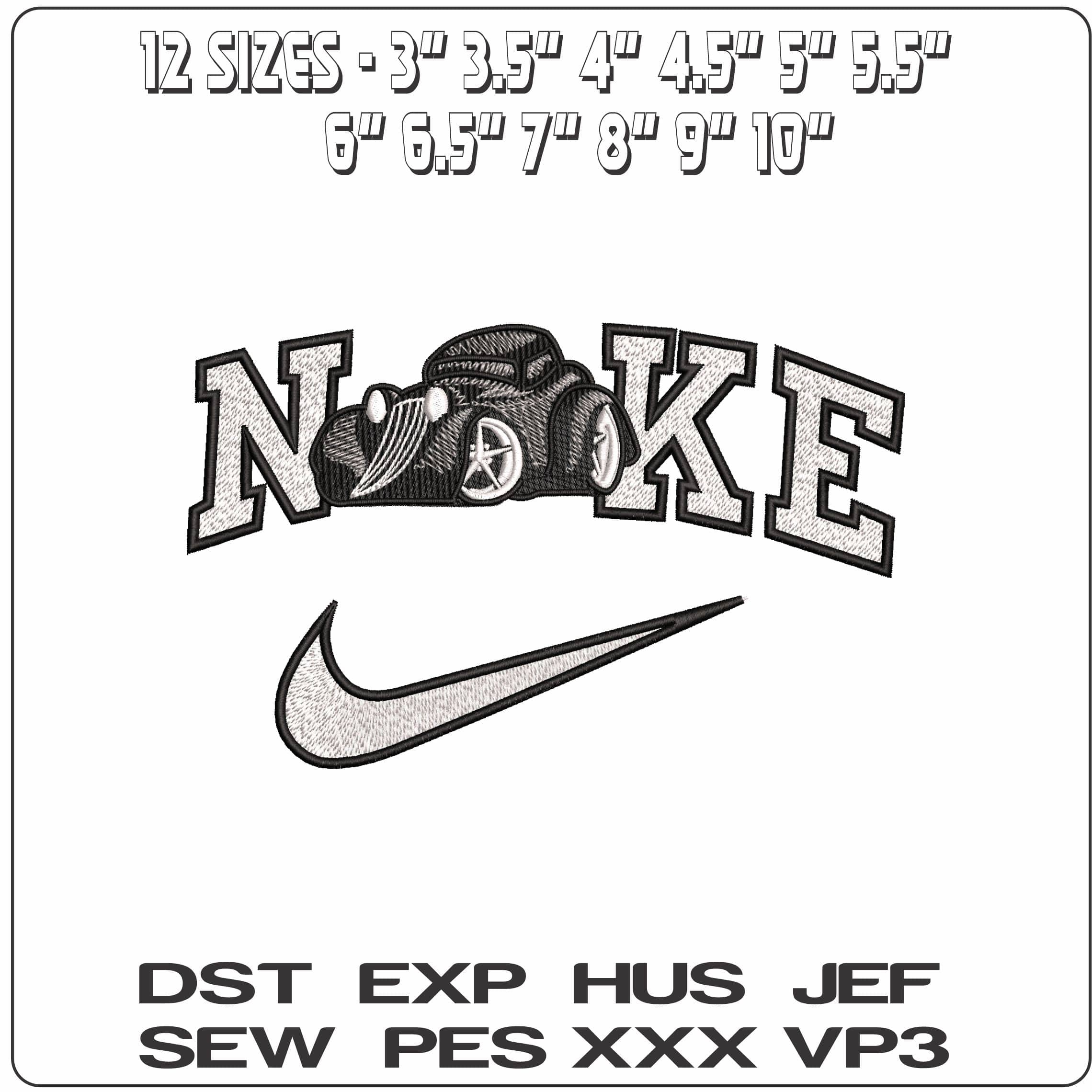 Nike Basic Hotrod   - Elegant embroidery design file - instant download — view 2
