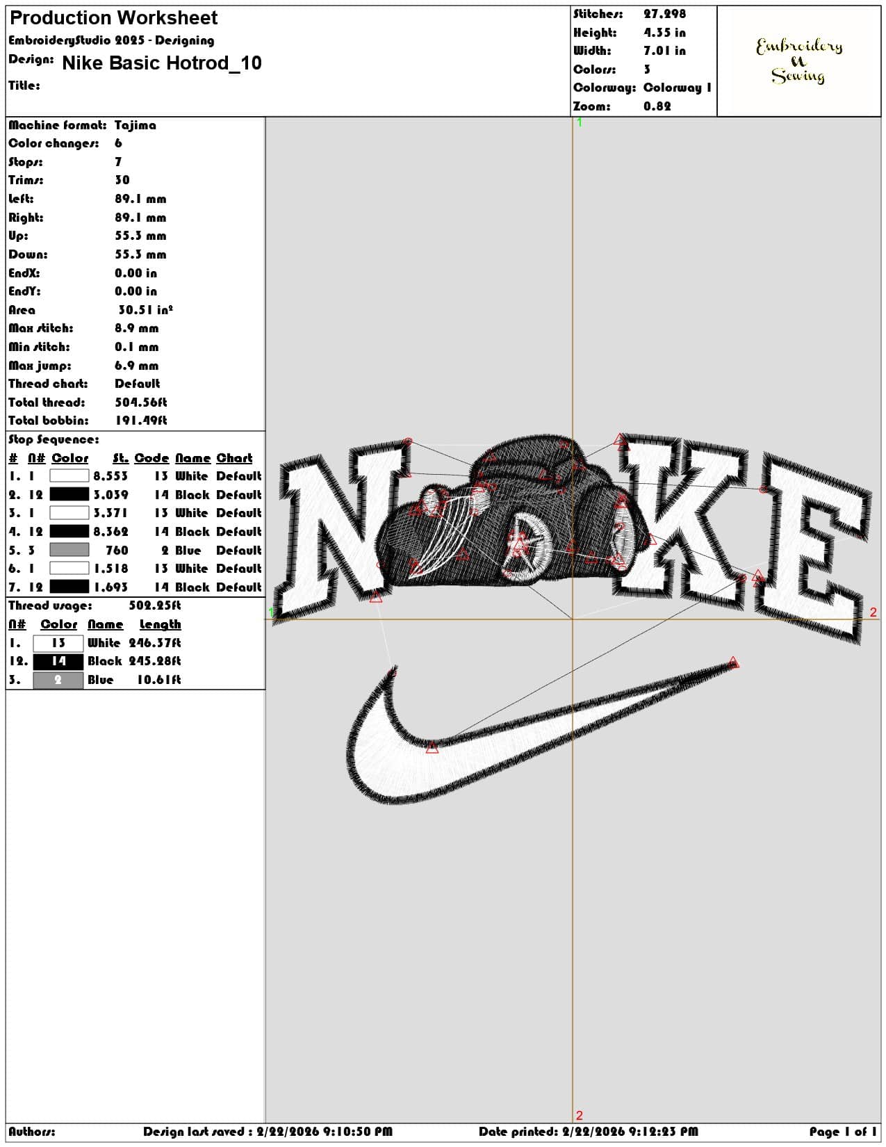 Nike Basic Hotrod   - Elegant embroidery design file - instant download — view 3