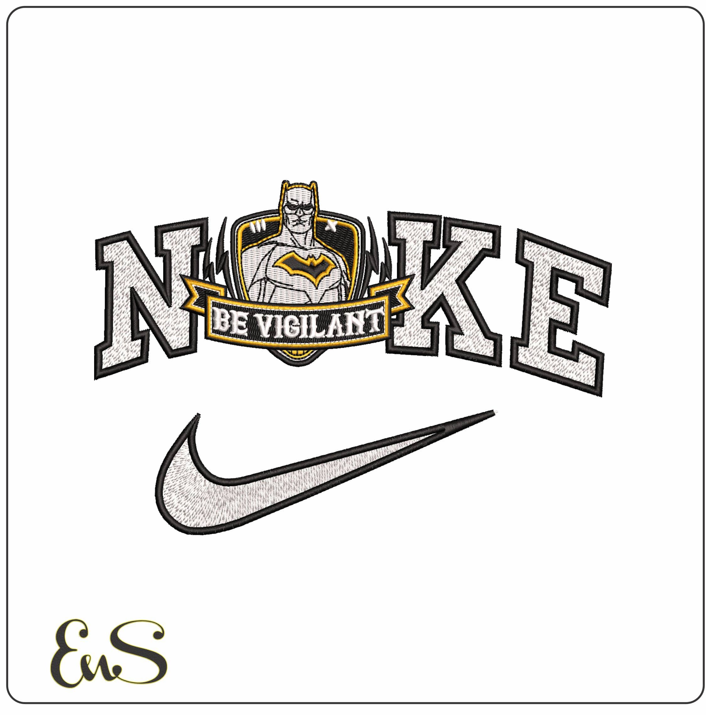 Nike Batman Be Vigiant Logo DC Comics  - Elegant embroidery design file - instant download