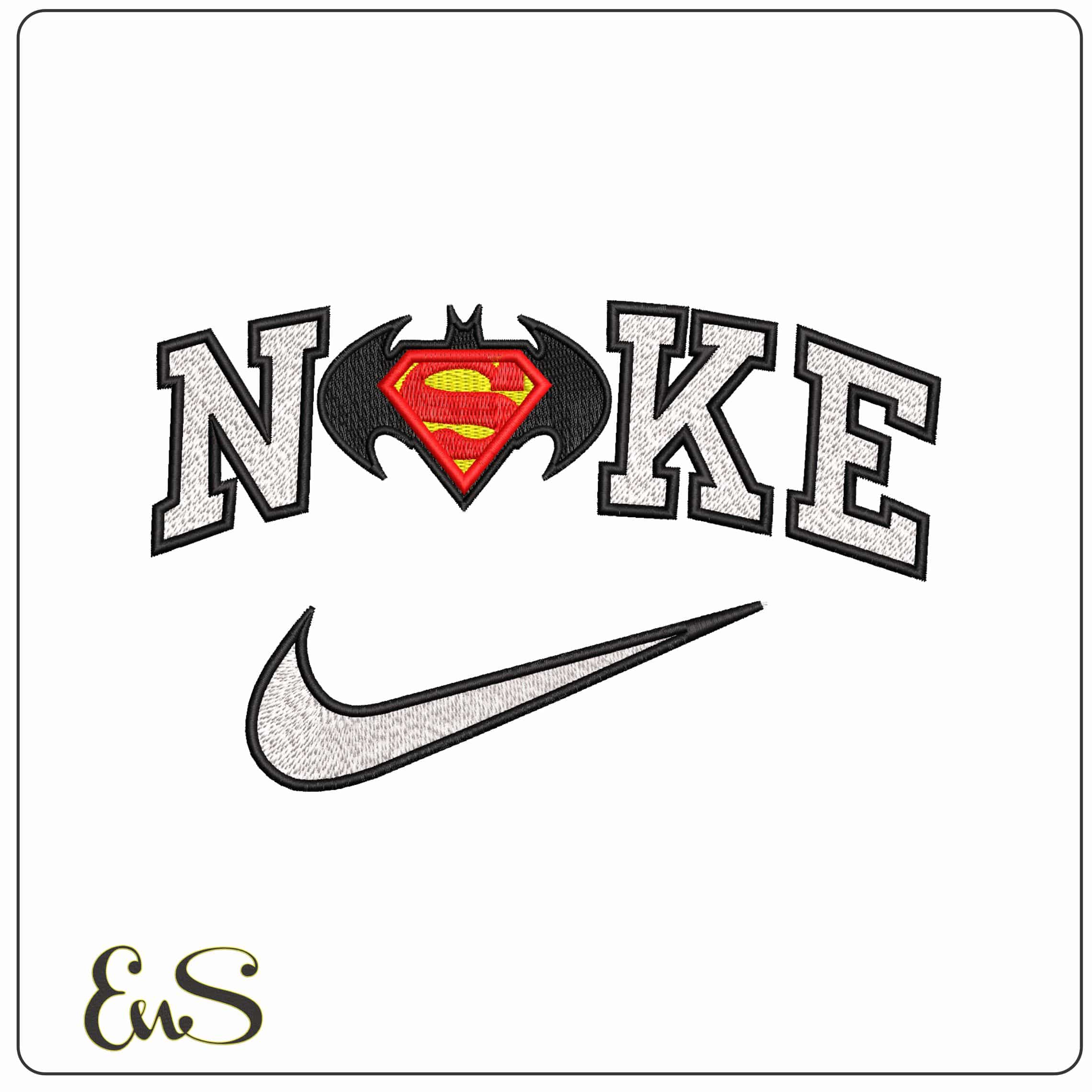 Nike Batman Superman Logo DC Comic  - Elegant embroidery design file - instant download