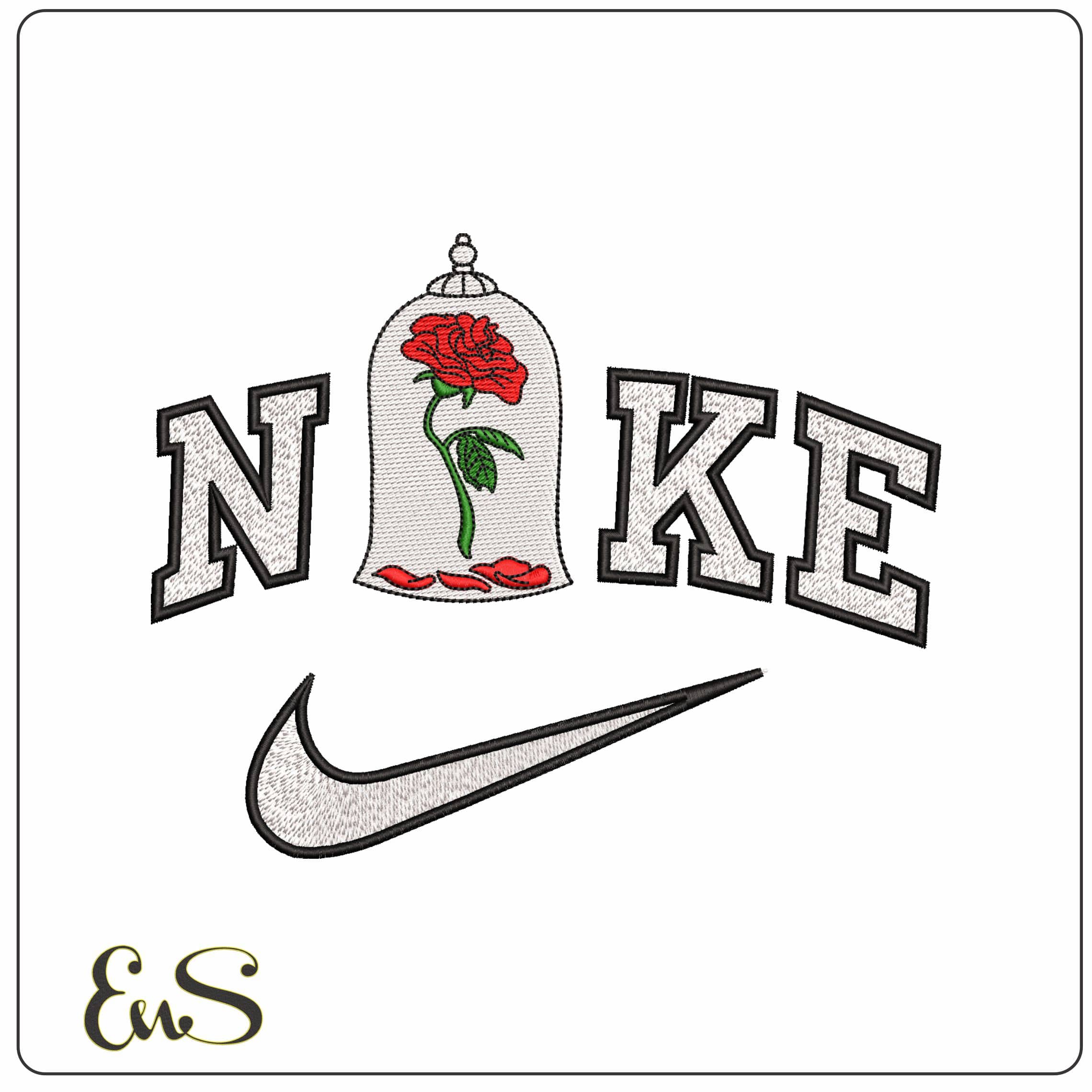 Nike Beauty and Beast Flower Petal Fall Disney  - Elegant embroidery design file - instant download