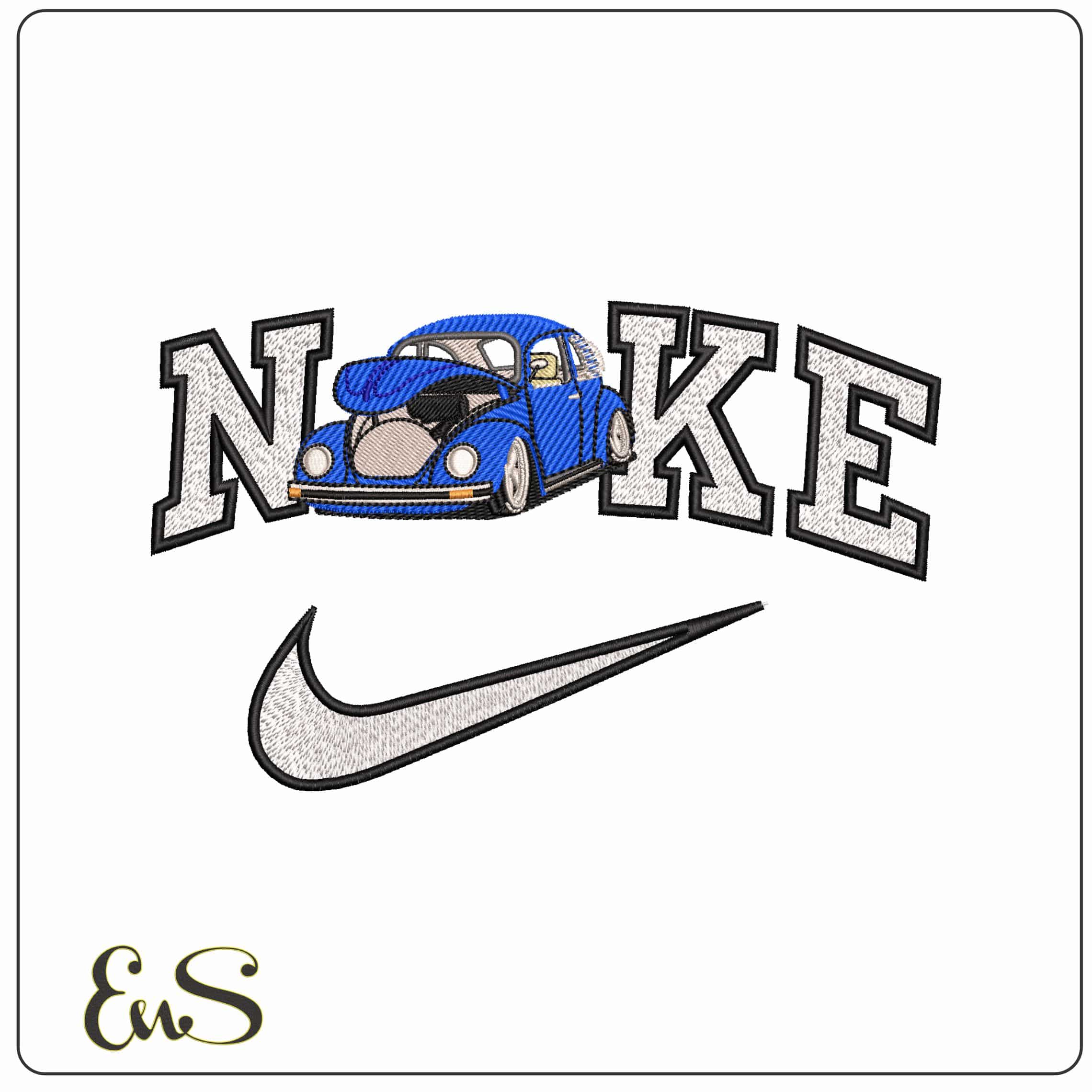 Nike Beetle Car with Trunk Up  - Elegant embroidery design file - instant download