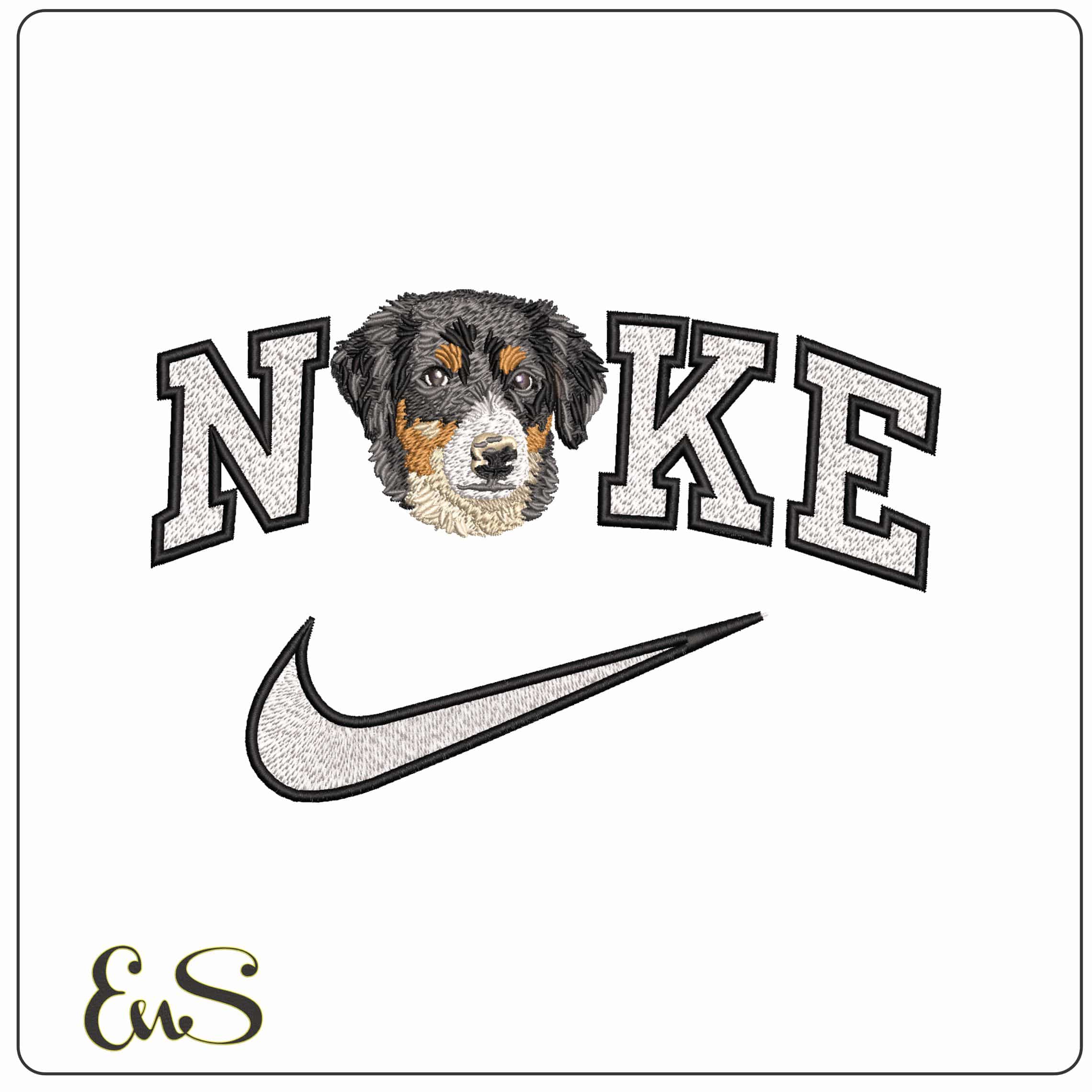 Nike Bernese Puppy Face  - Elegant embroidery design file - instant download