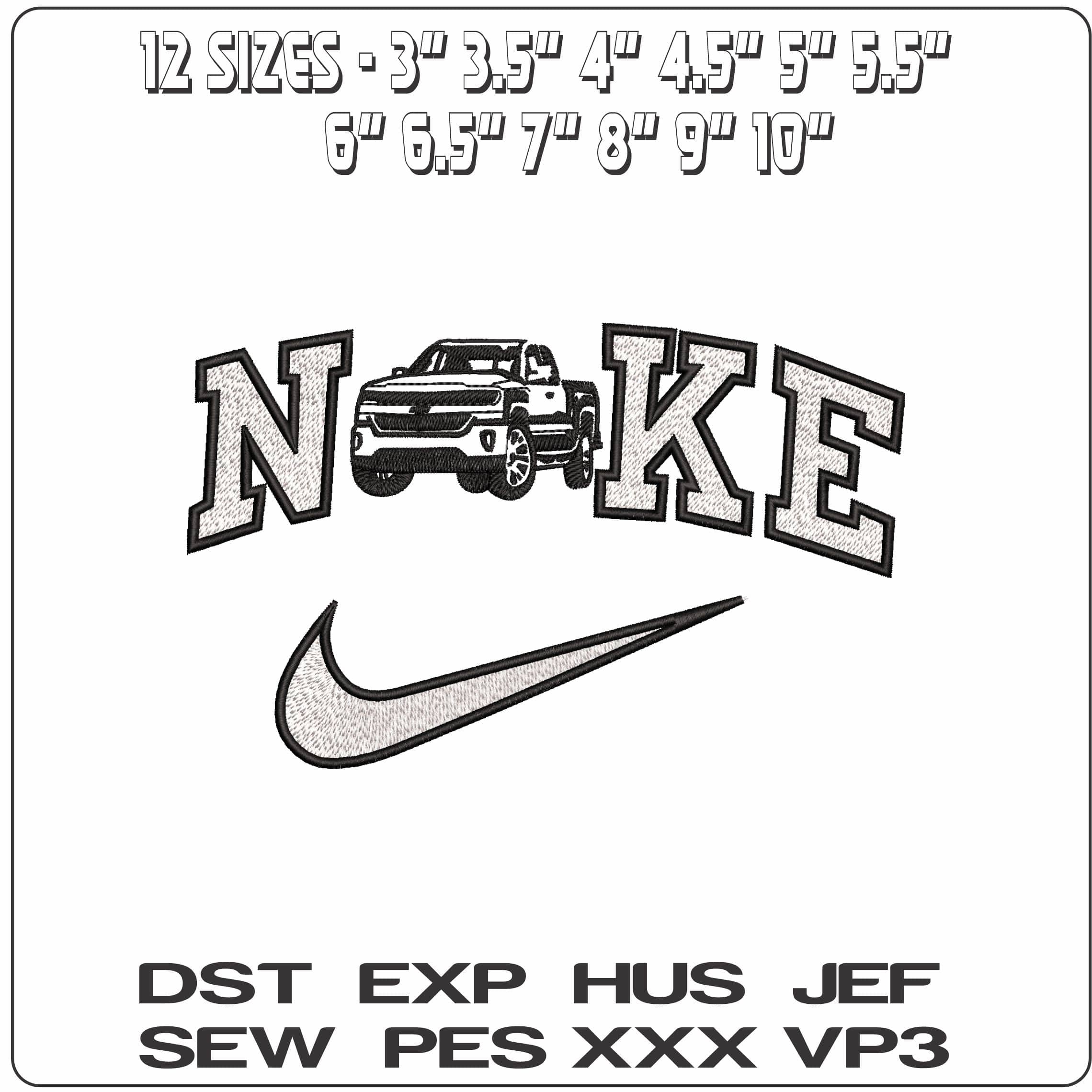 Nike Black Chevolet Truck Outline  - Elegant embroidery design file - instant download — view 2