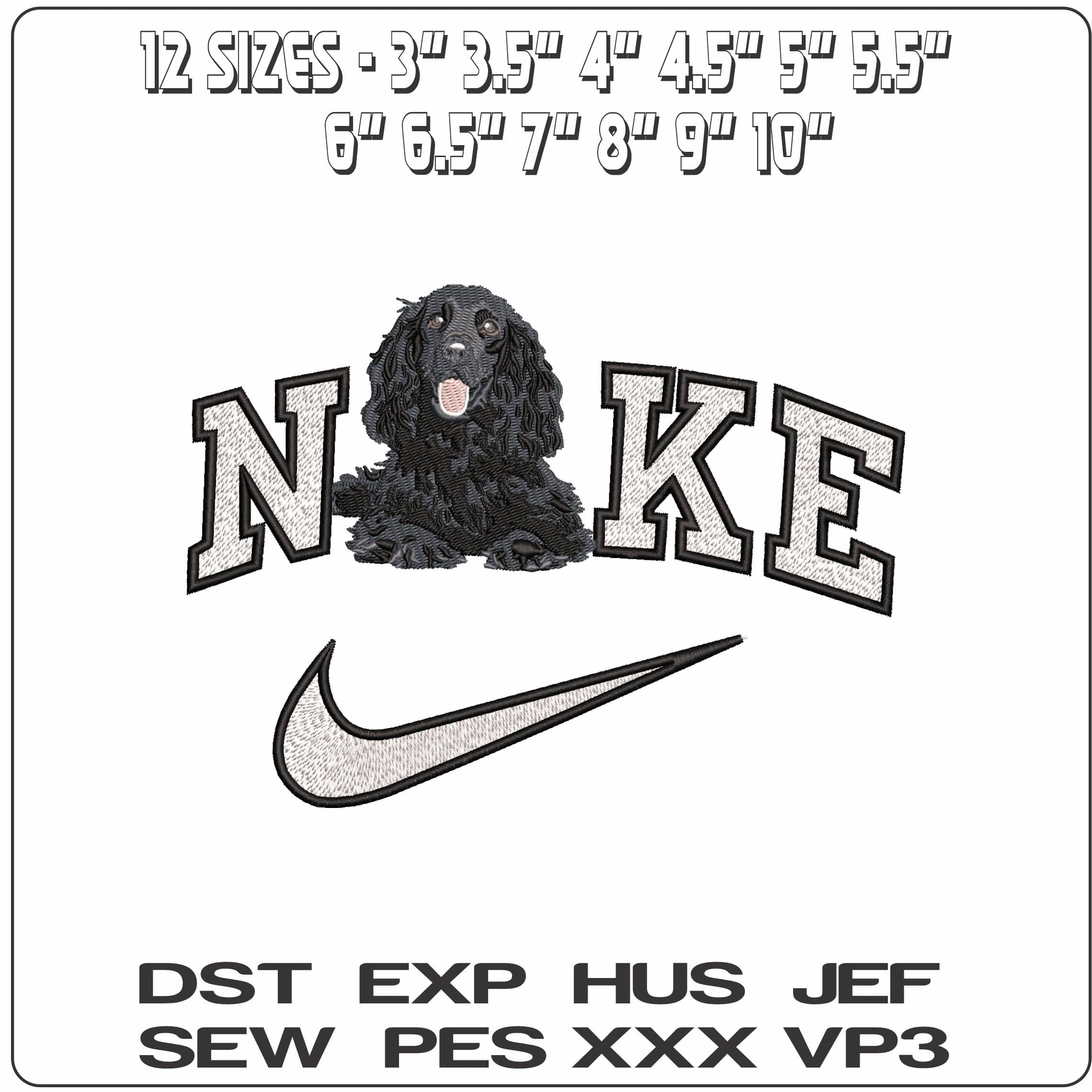 Nike Black Cocker Spaniel  - Elegant embroidery design file - instant download — view 2