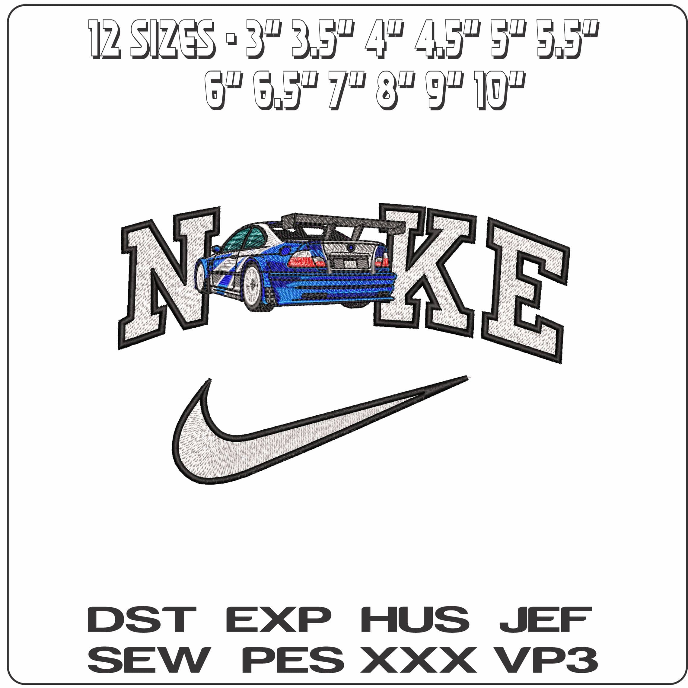 Nike BMW M3 GTR rearside  - Elegant embroidery design file - instant download — view 2