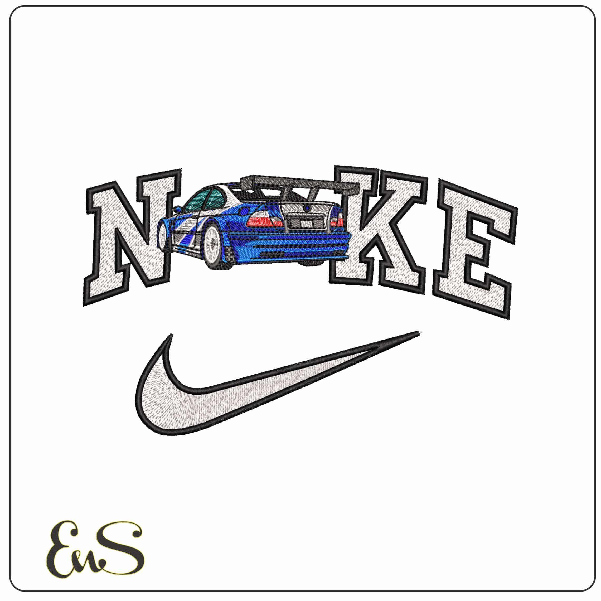 Nike BMW M3 GTR rearside  - Elegant embroidery design file - instant download