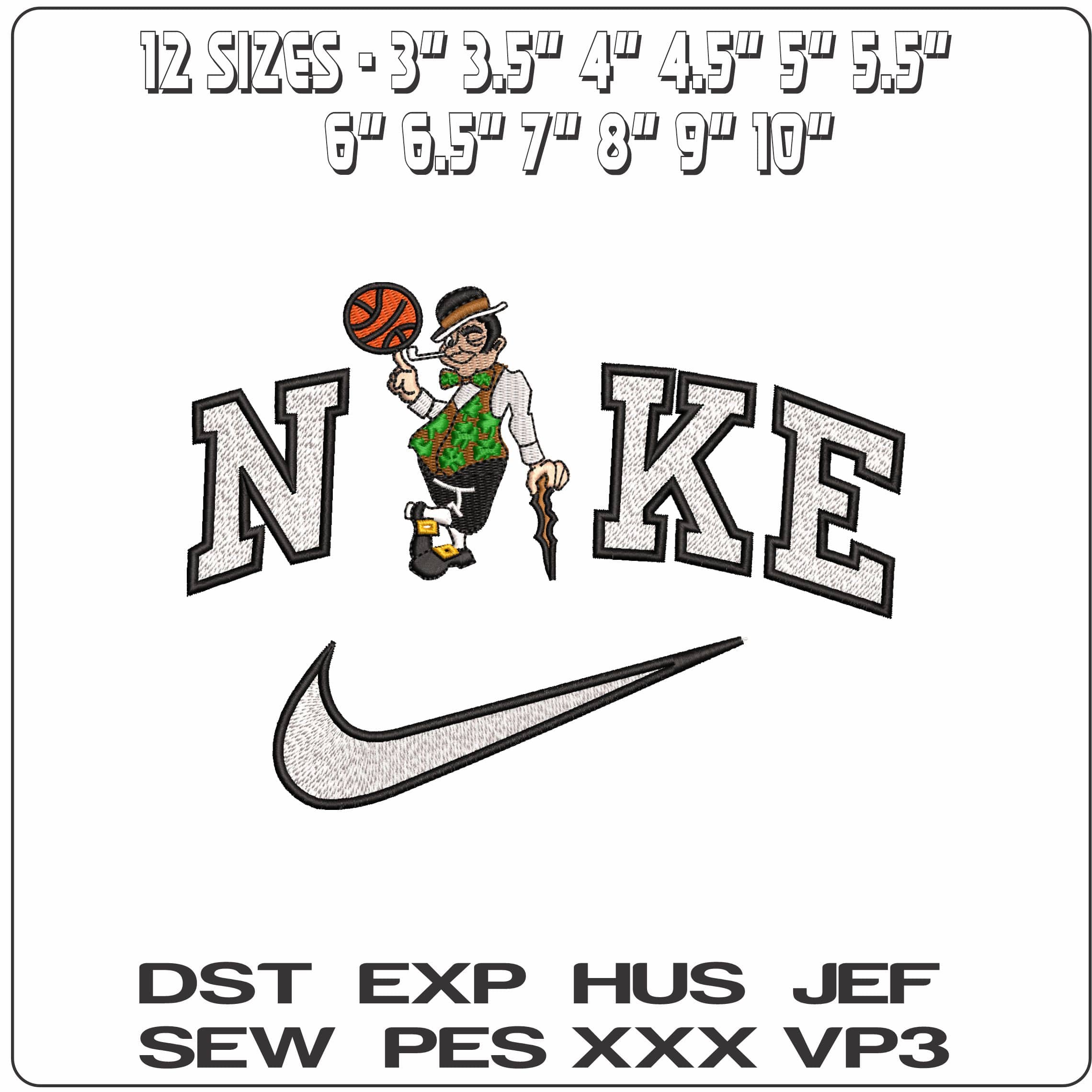 Nike Boston Celtics Basketball NBA  - Elegant embroidery design file - instant download — view 2