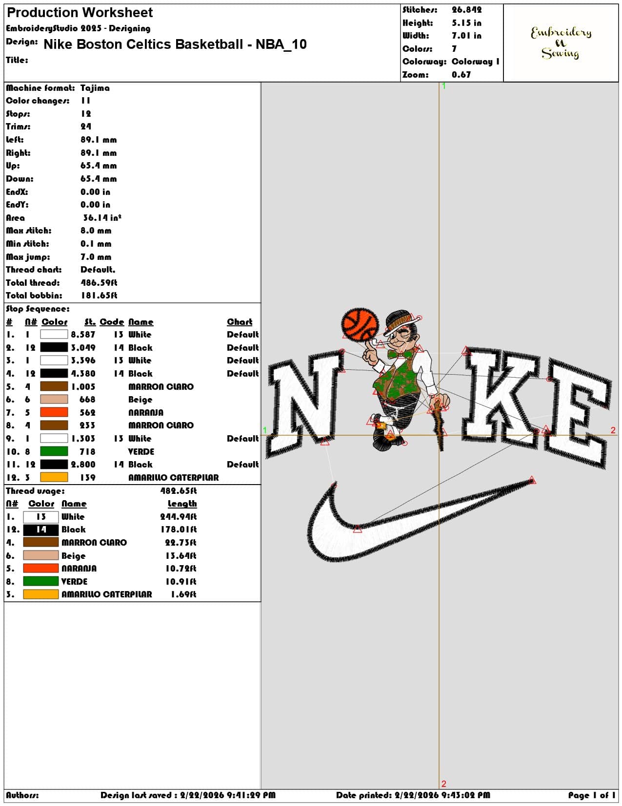 Nike Boston Celtics Basketball NBA  - Elegant embroidery design file - instant download — view 3