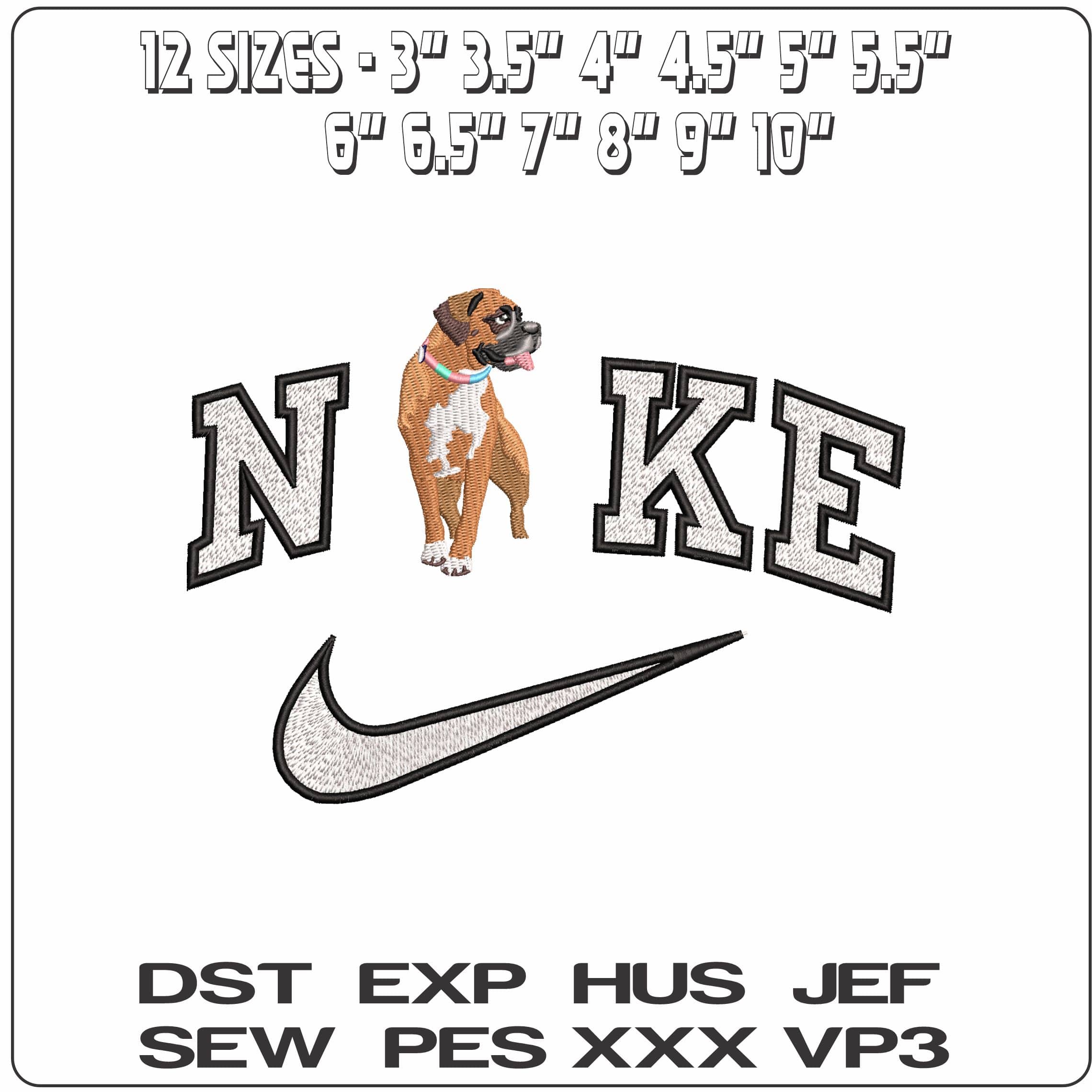 Nike Boxer Dog Looking  - Elegant embroidery design file - instant download — view 2