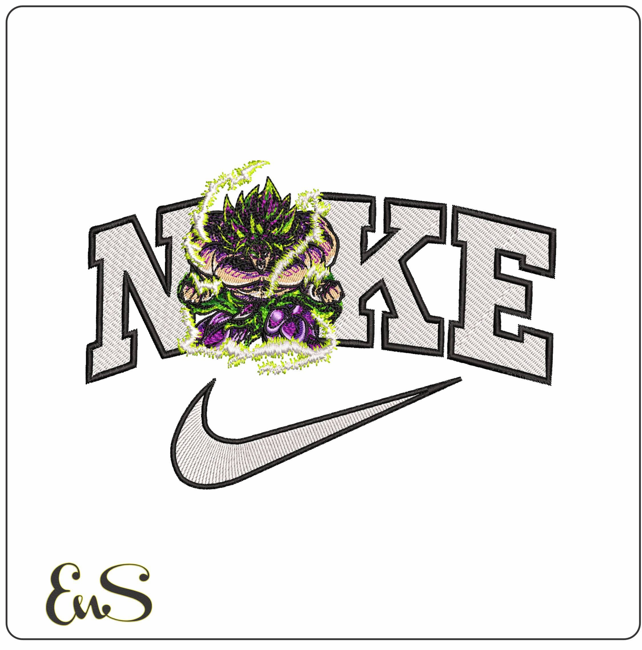 Nike Broly Sayayin Dragon Ballz Anime  - Elegant embroidery design file - instant download