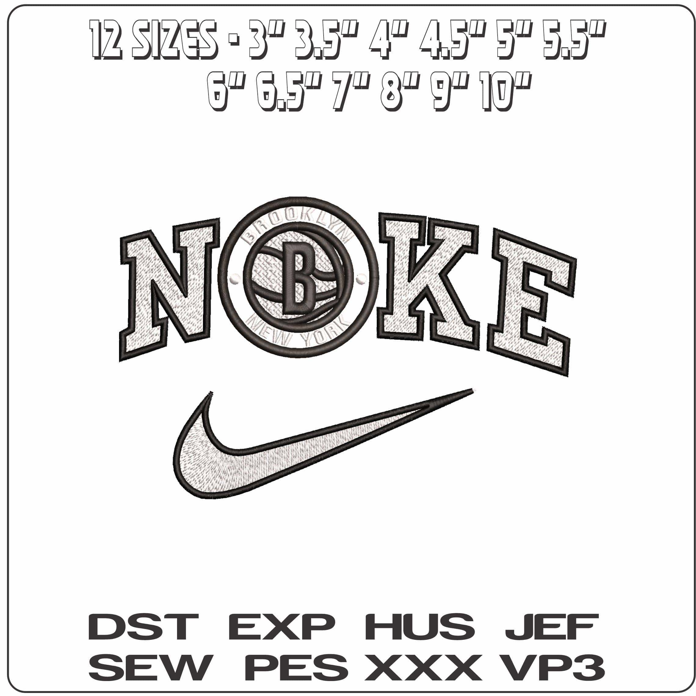Nike Brooklyn Nets New York NBA  - Elegant embroidery design file - instant download — view 2
