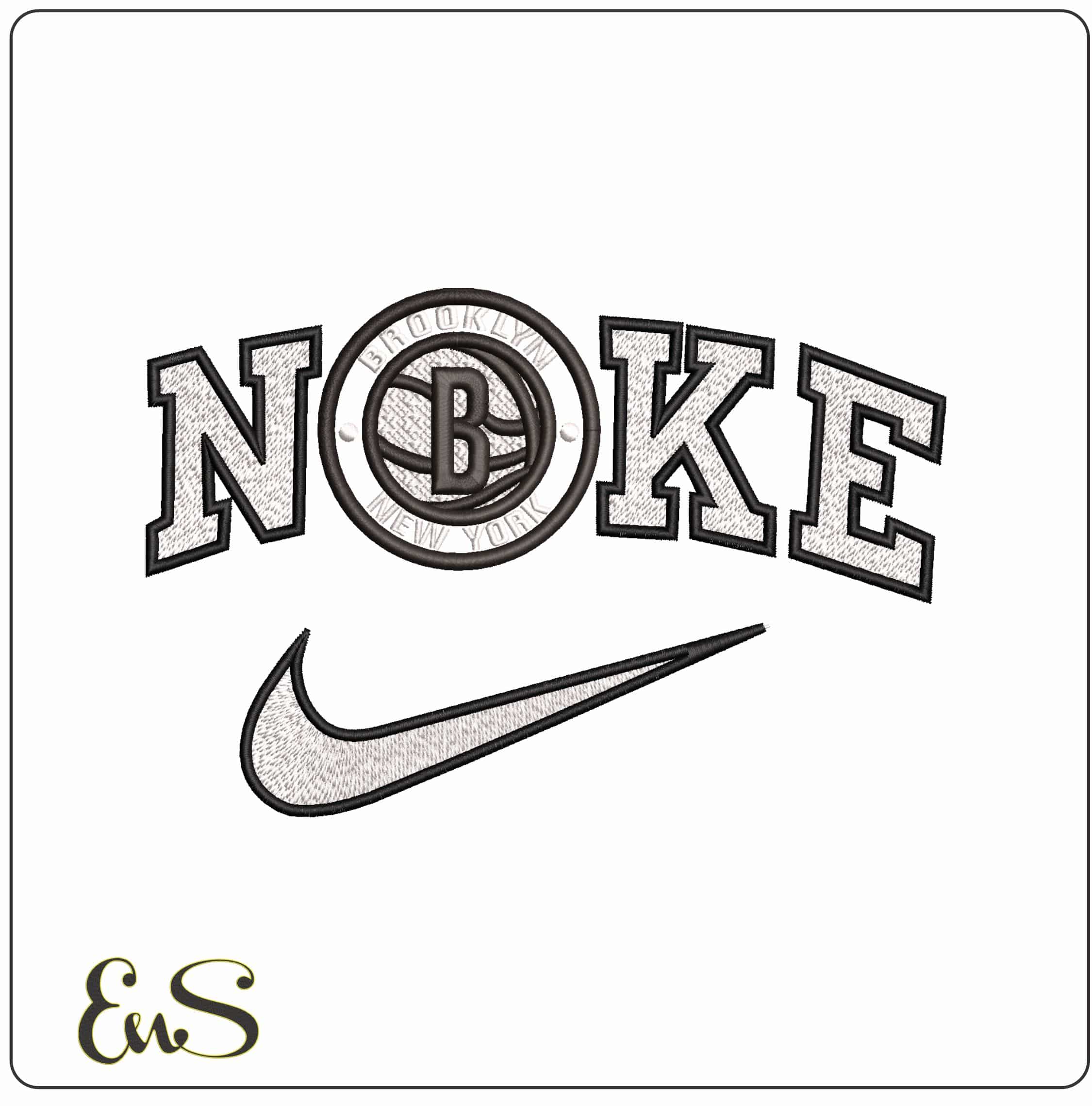 Nike Brooklyn Nets New York NBA  - Elegant embroidery design file - instant download