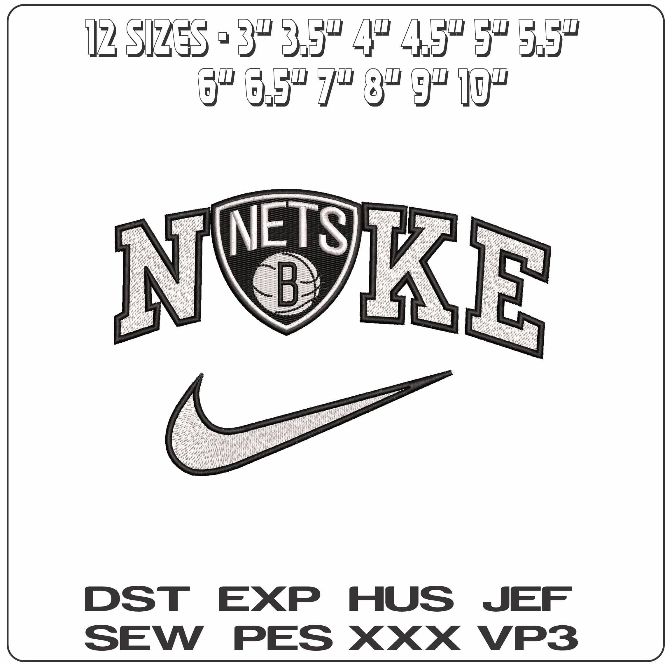Nike Brooklyn Nets New York B NBA  - Elegant embroidery design file - instant download — view 2