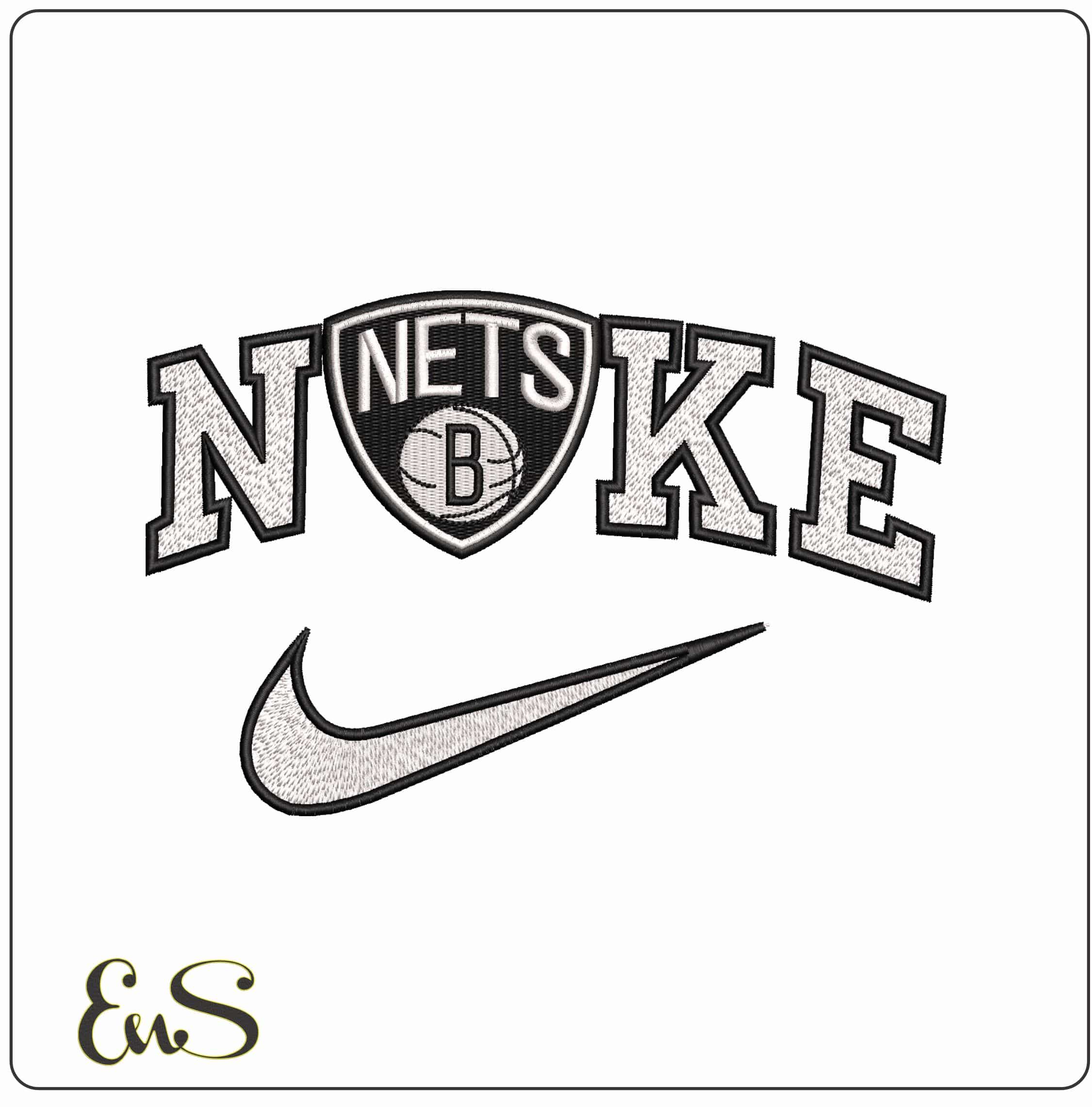 Nike Brooklyn Nets New York B NBA  - Elegant embroidery design file - instant download