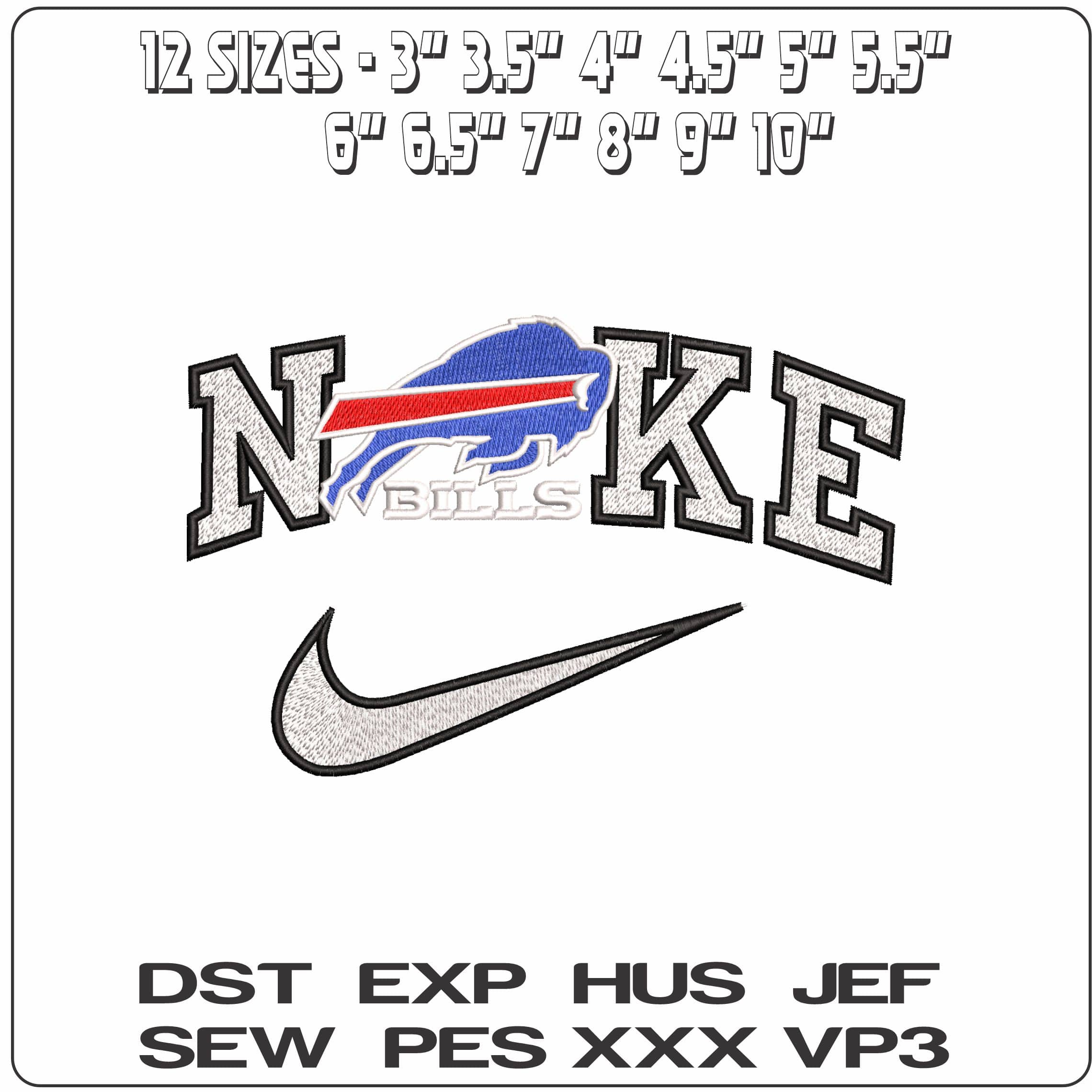Nike Buffalo Bills with Name NFL  - Elegant embroidery design file - instant download — view 2
