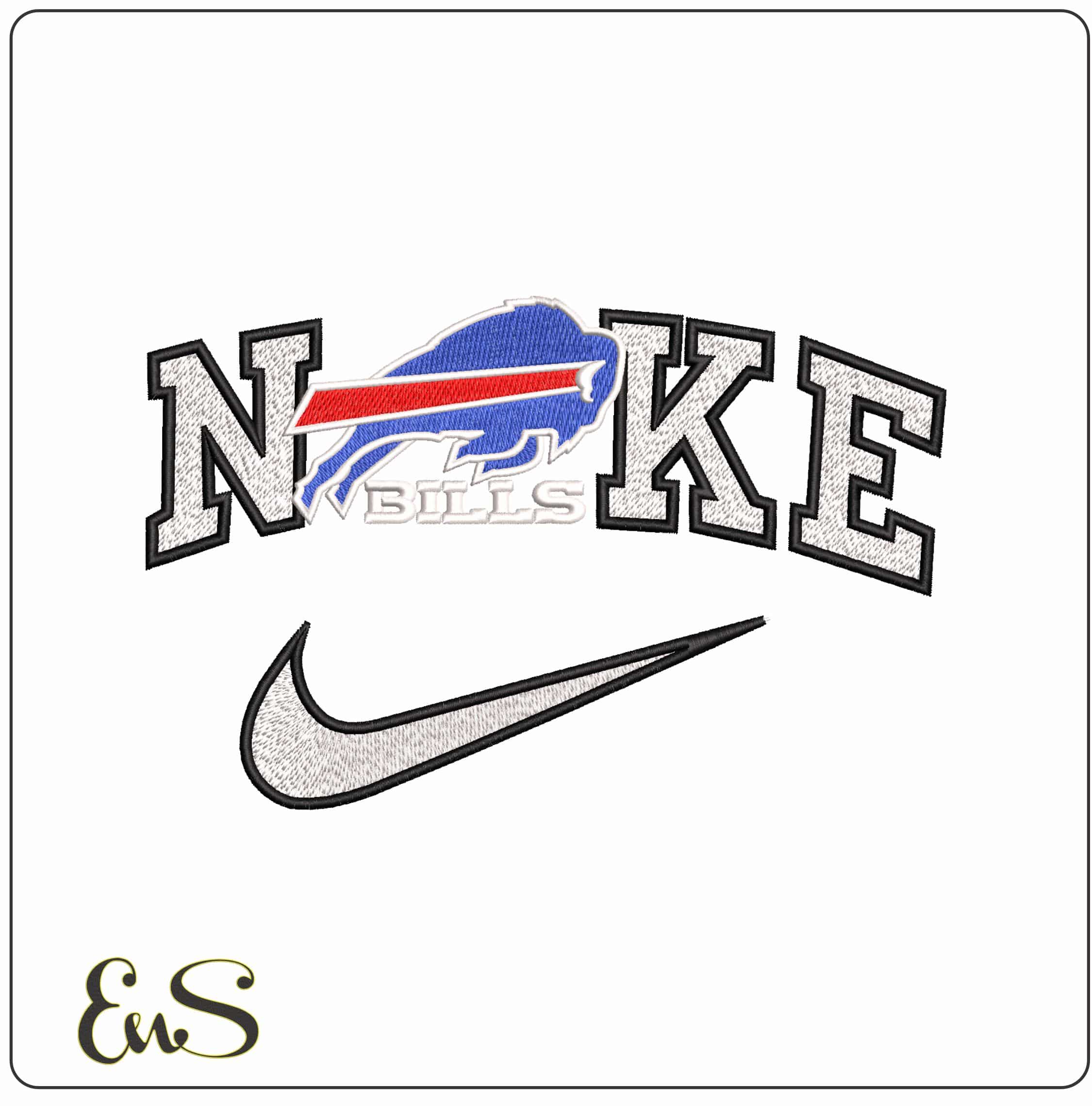 Nike Buffalo Bills with Name NFL  - Elegant embroidery design file - instant download