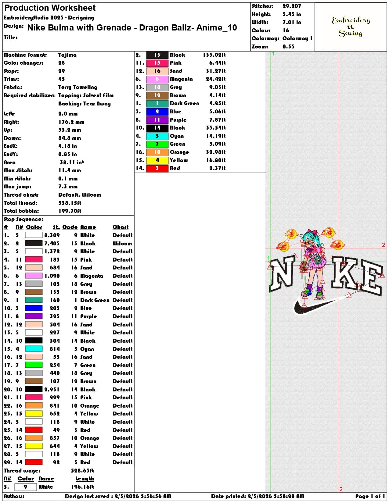 Nike Bulma with Grenade Dragon Ballz Anime  - Elegant embroidery design file - instant download — view 3