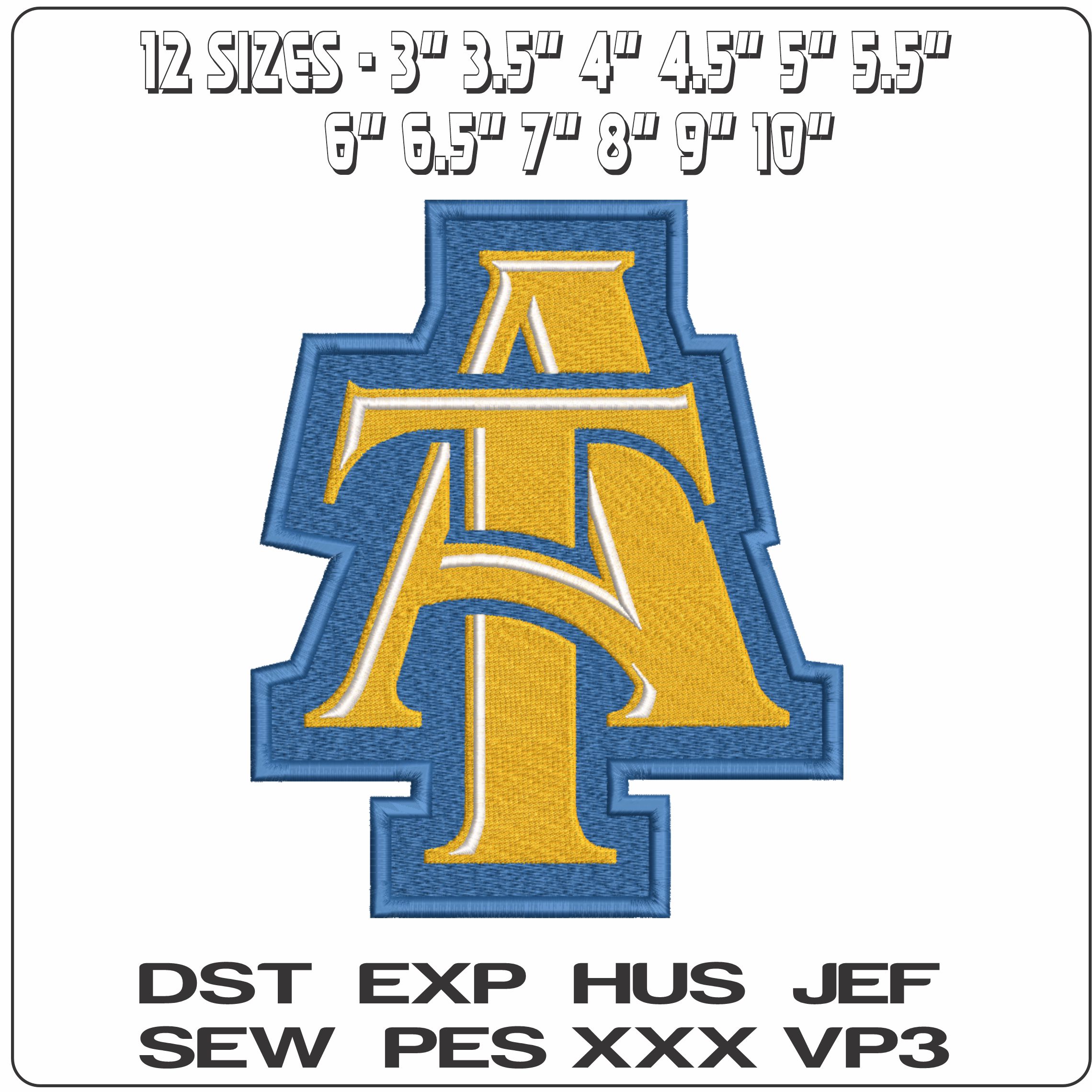 Aggies AT North Carolina AT&T State University - Elegant embroidery design file - instant download (Copy) — view 2