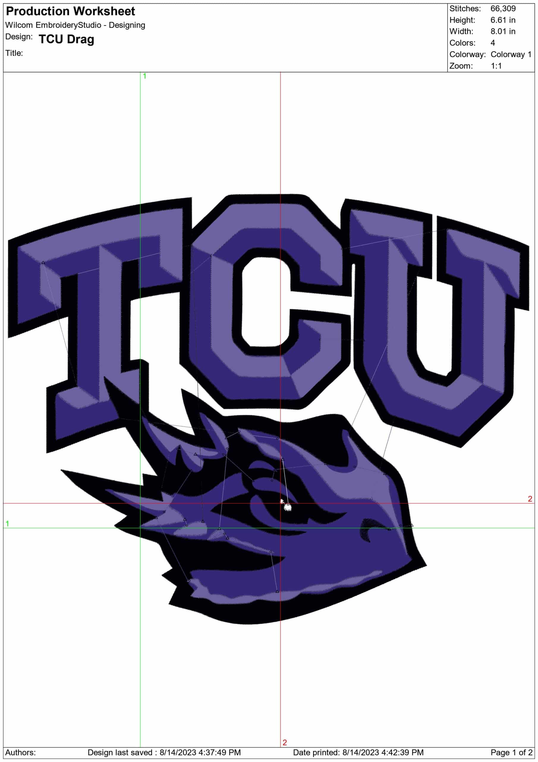 Texas Christian Horned Frog embroidery design, Texas Christian University TCU embroidery machine pattern embroidery file - instant download — view 3