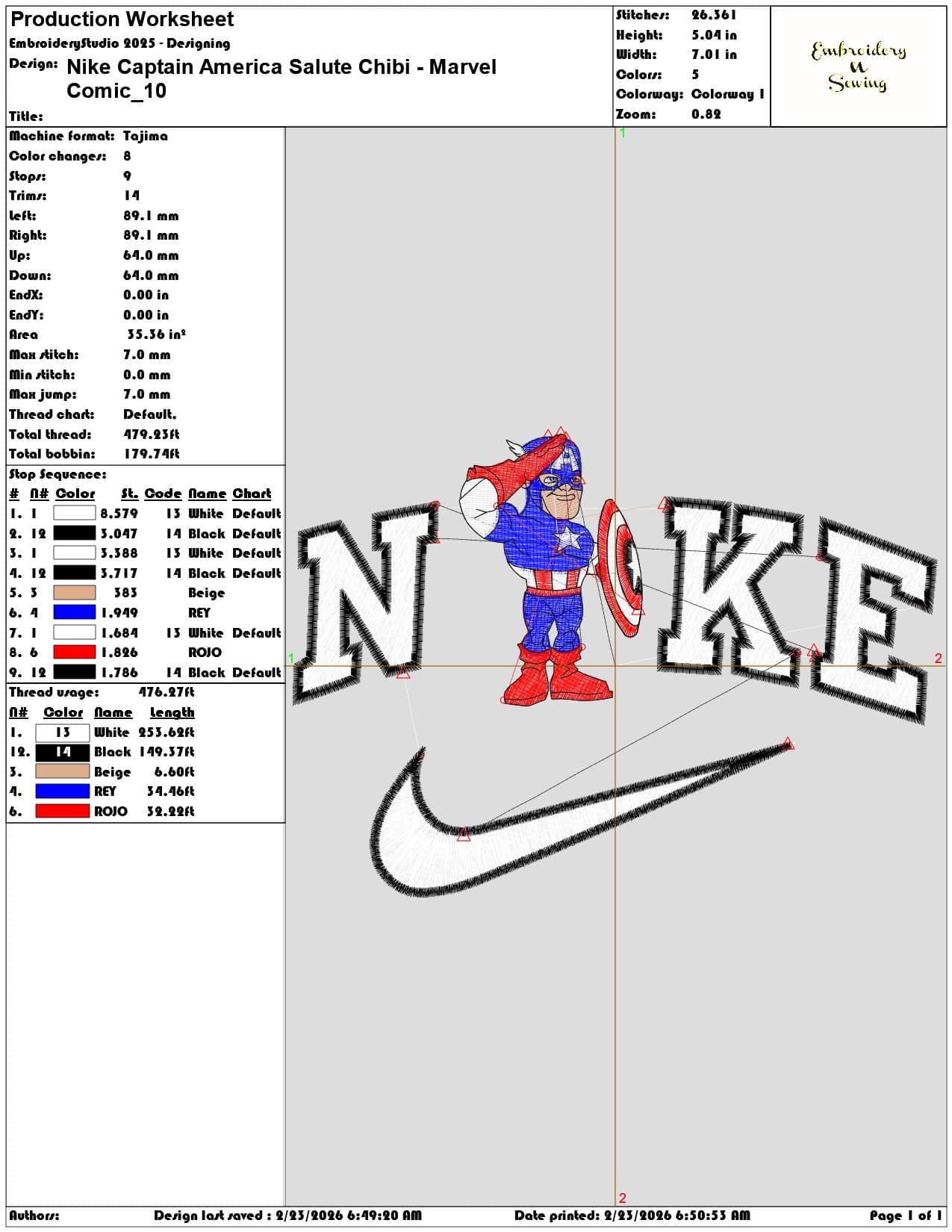 Nike Captain America Salute Chibi Marvel Comic  - Elegant embroidery design file - instant download — view 3