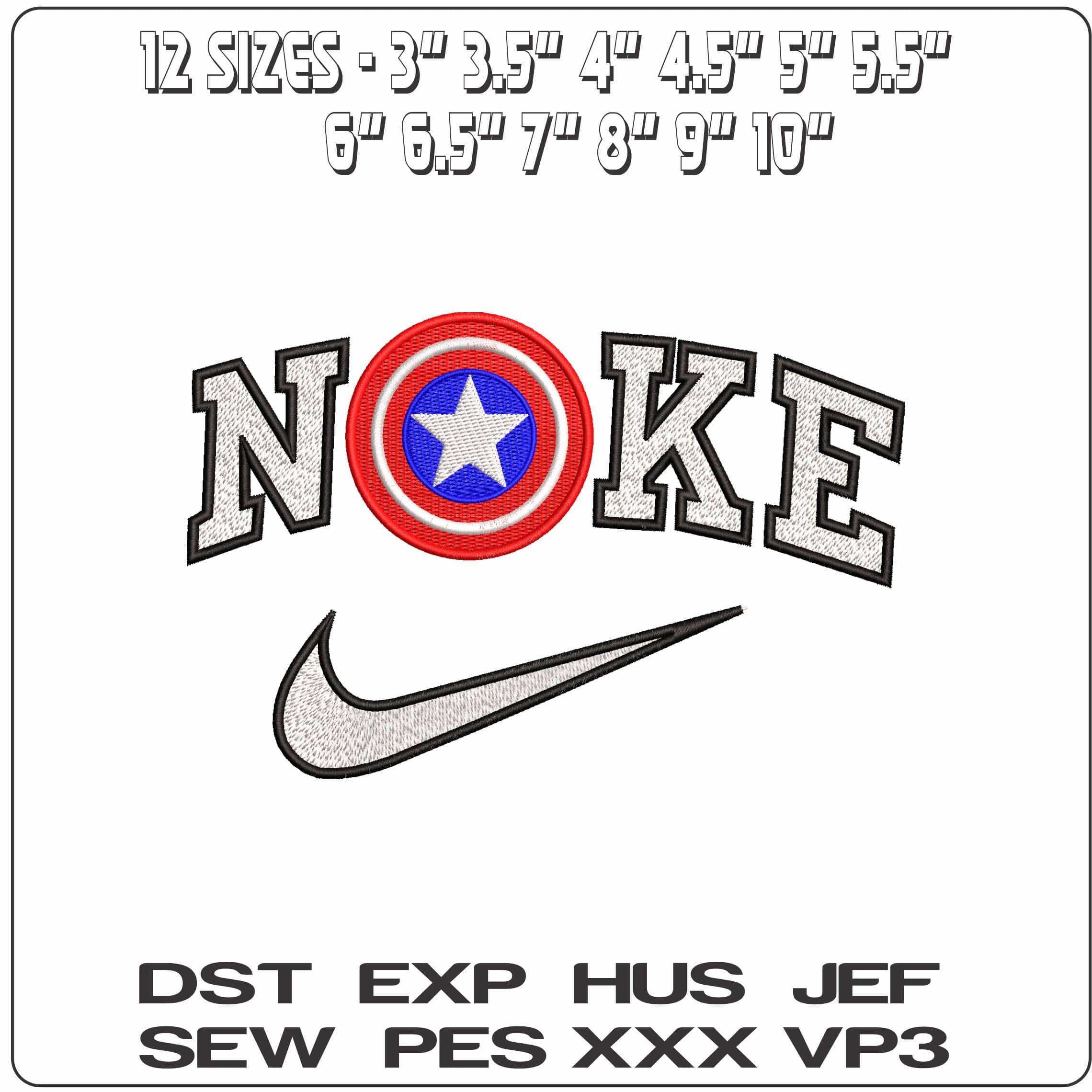 Nike Captain America Shield Marvel Comic  - Elegant embroidery design file - instant download — view 2
