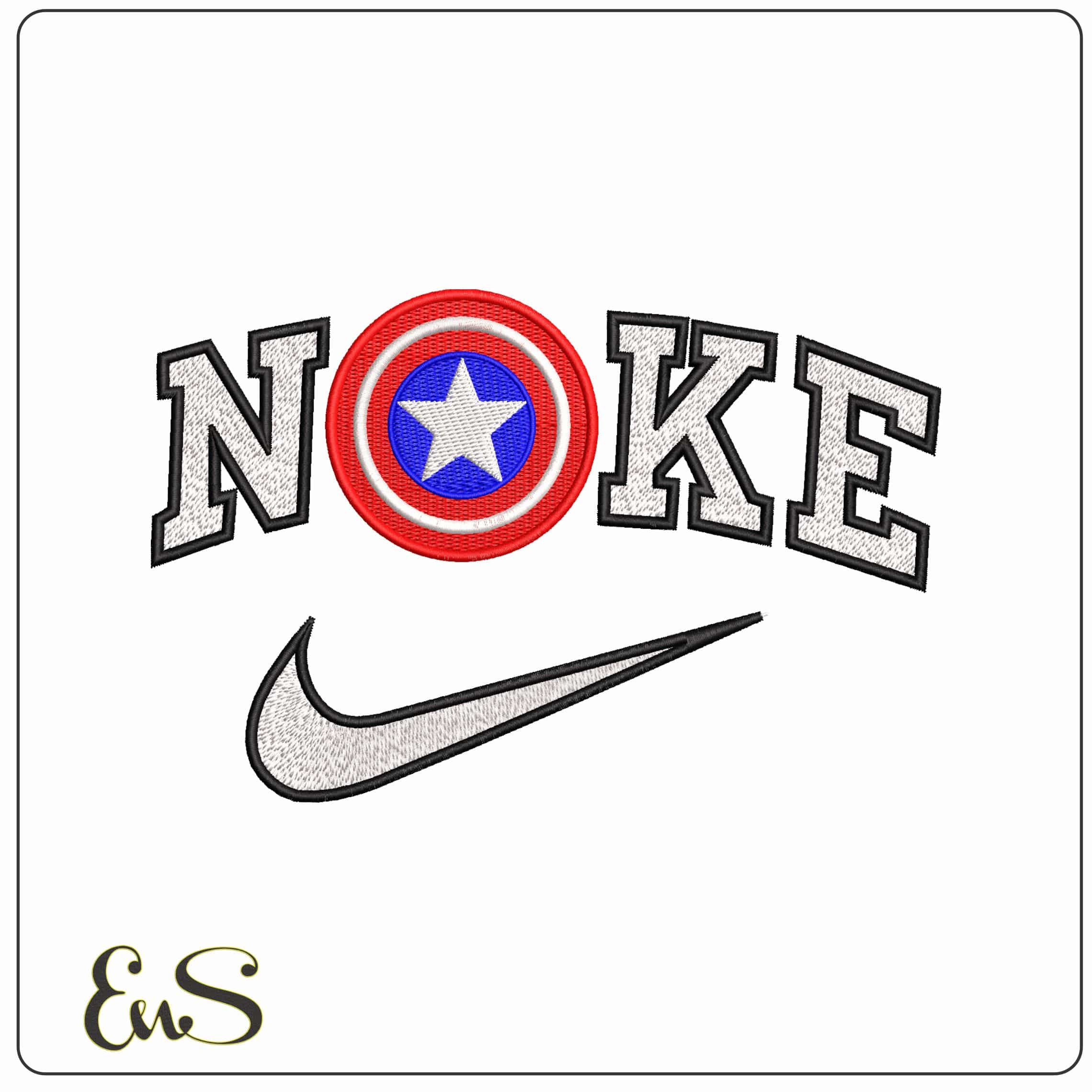 Nike Captain America Shield Marvel Comic  - Elegant embroidery design file - instant download